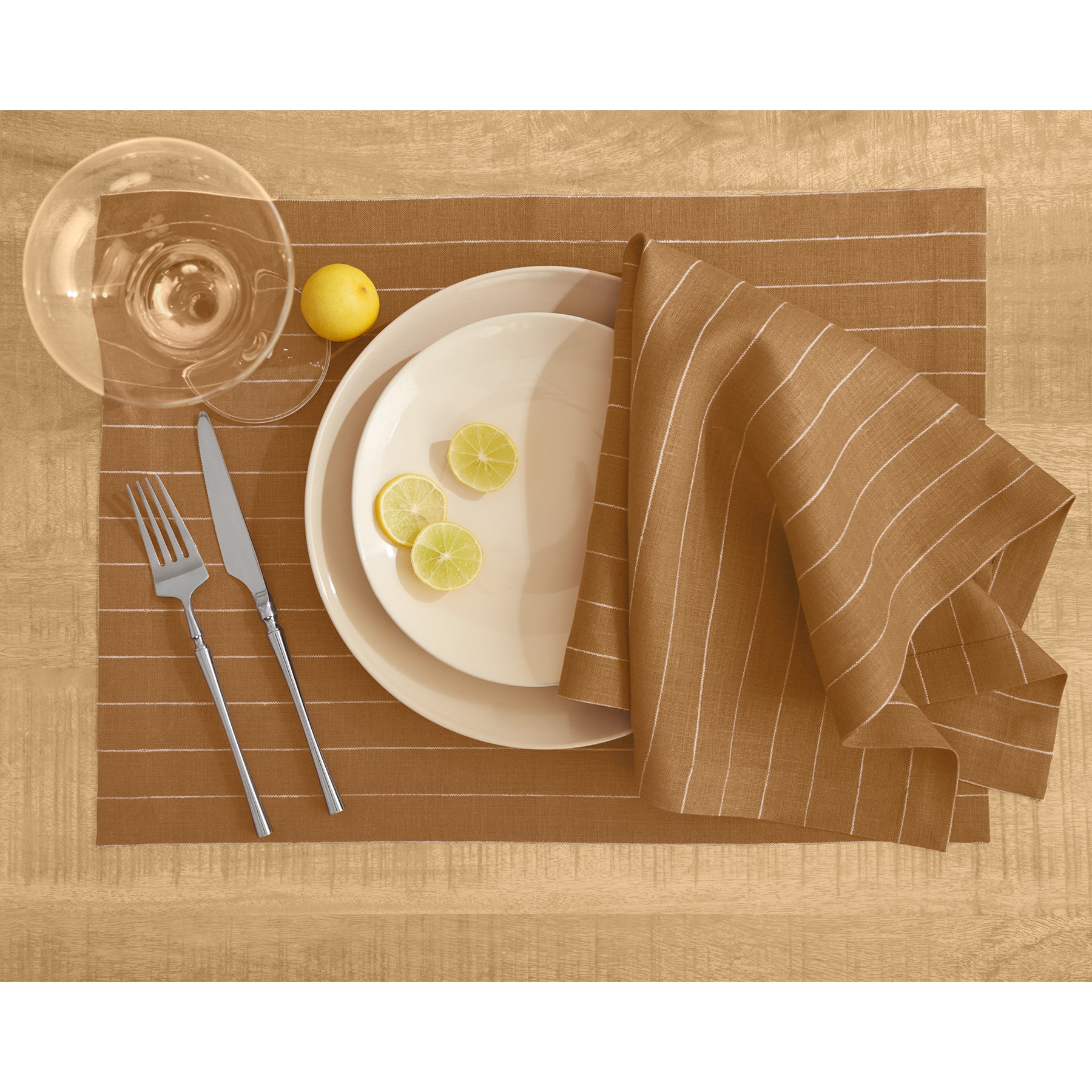 Elegant Pinstripe Placemats Set of 4 - Premium Cotton Table Mats for Formal Dining, Dinner Parties & Holiday Decor