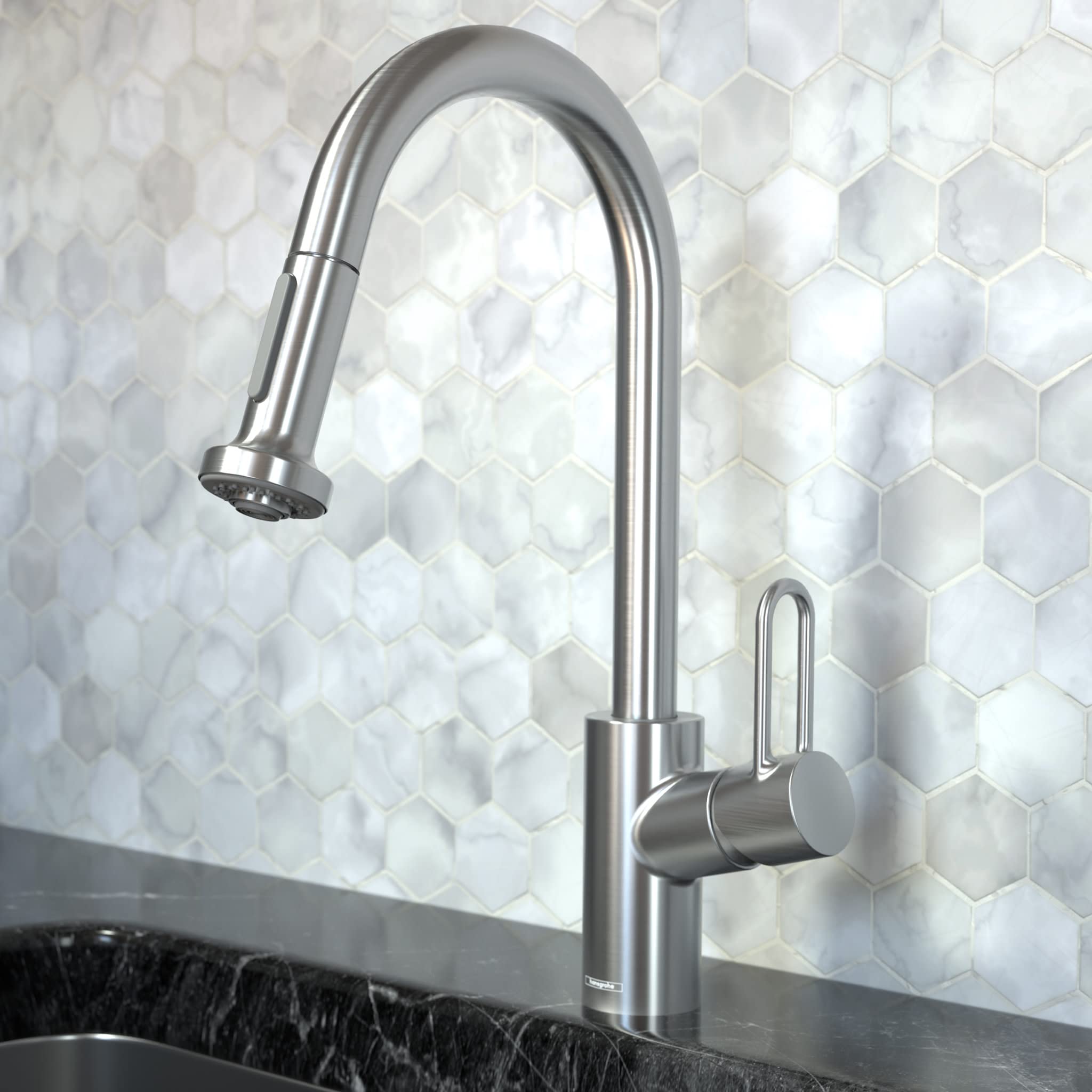 Hansgrohe 4702805 Talis Loop Kitchen Faucet - Stainless Steel Optic Finish, High Arc Pull-Down Sprayer for Modern Kitchens | Perfect for Washing Dishes, Filling Pots & Daily Cooking Tasks