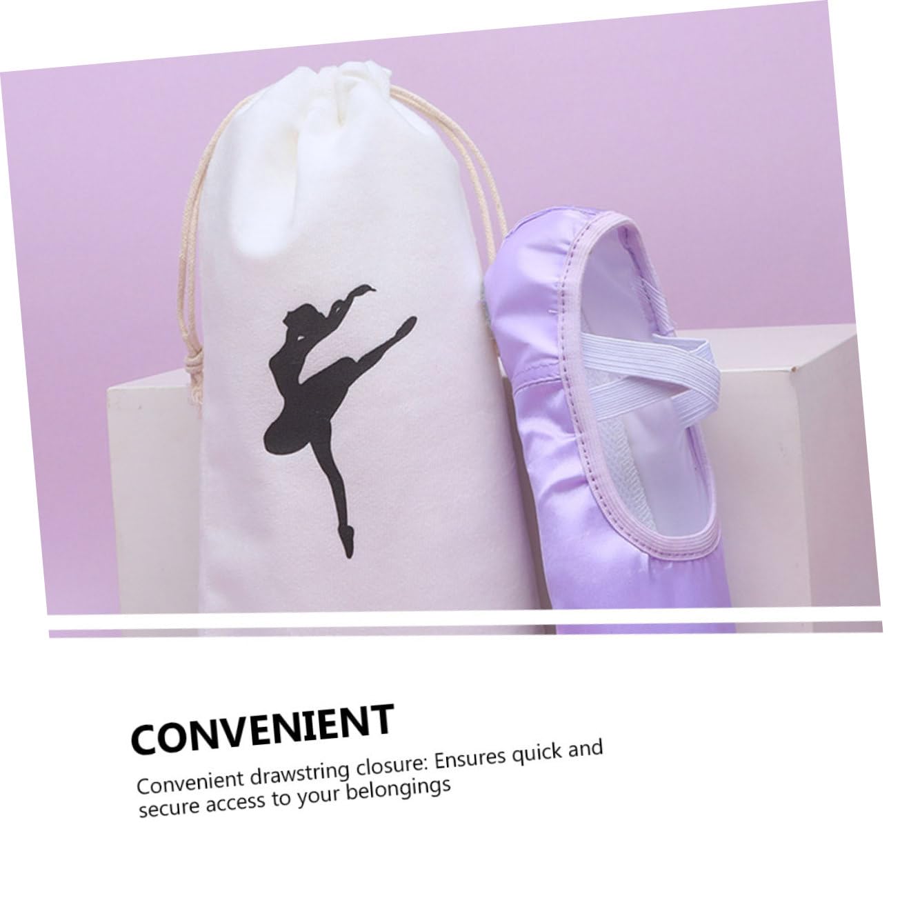 KITANDOVE 4-Piece Canvas Ballet Shoes Bag Set - Drawstring Dance Bags for Girls, Ballet Shoe Storage Pouch, Dance Accessories - Perfect for Ballet Class, Dance Practice & Shoe Organization