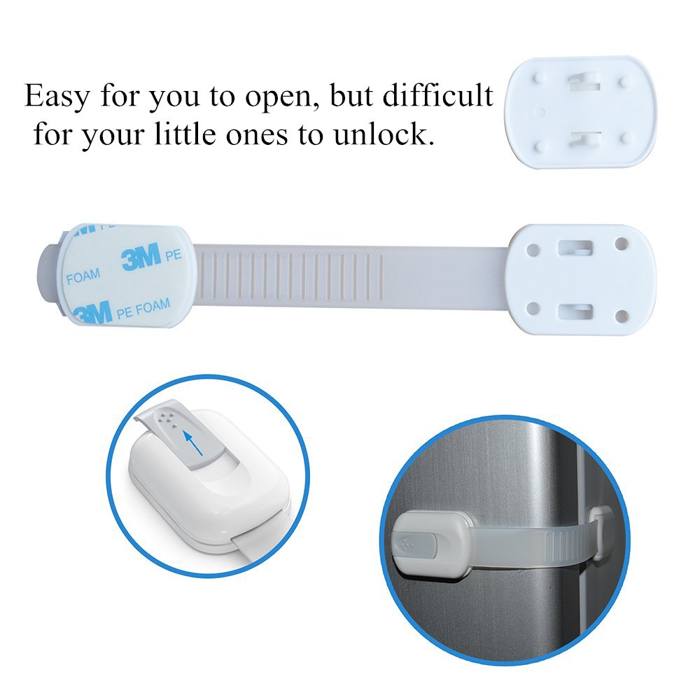 OKEFAN 12 Pack Child Safety Cabinet Locks - No Drill Adhesive Baby Proofing Latches for Drawers, Cupboards, Dishwasher, Fridge & Oven Doors (Grey) - Keep Kids Safe in Kitchen & Bathroom