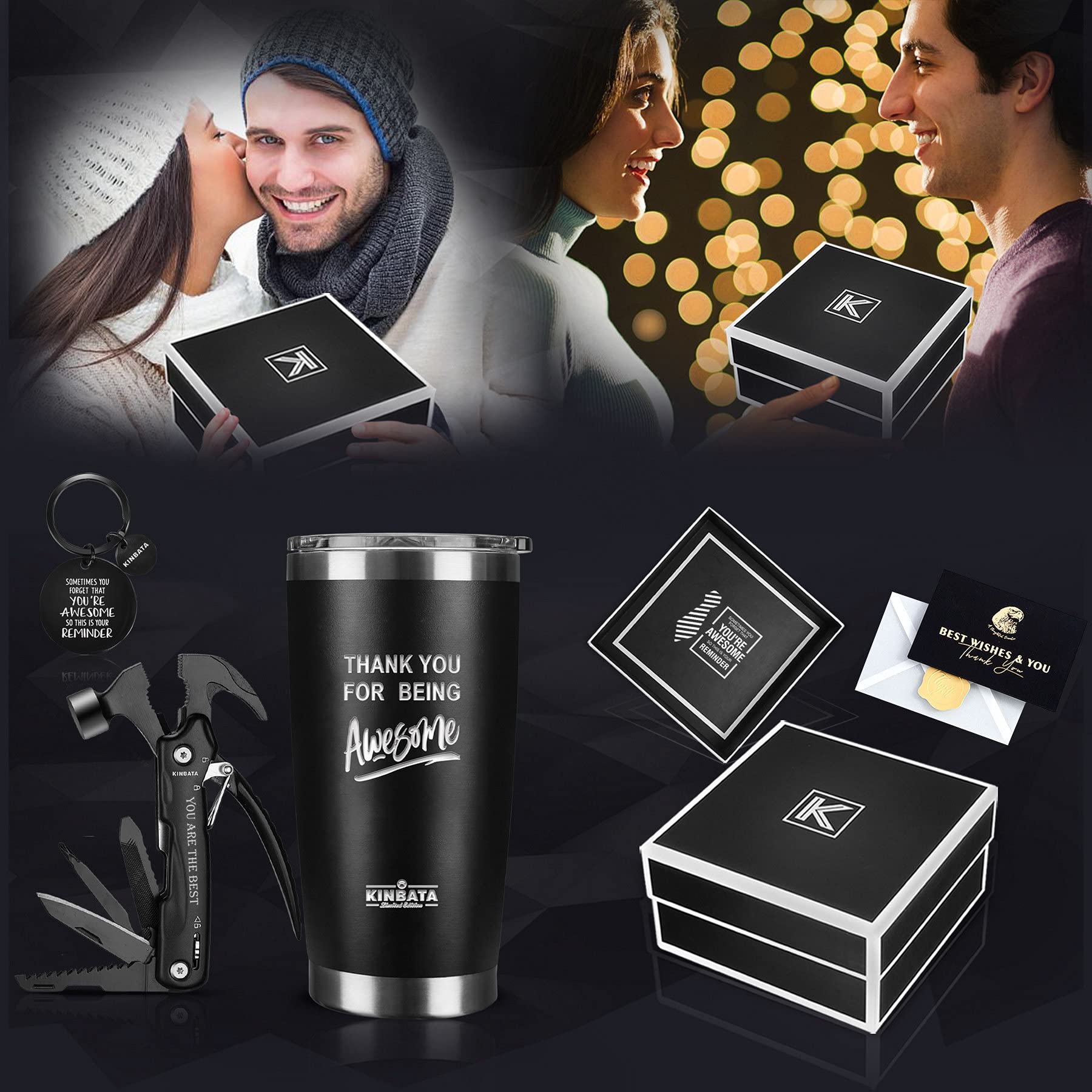 Best Thank You Gifts for Men - Valentine's Day, Birthday, Father's Day & Mother's Day Presents for Him from Wife, Daughter or Son | Inspirational Gifts for Women, Husband, Grandpa, Coworkers & Friends | Premium Multitool Set for Everyday Carry, Outdoor Adventures & Home Improvement Projects