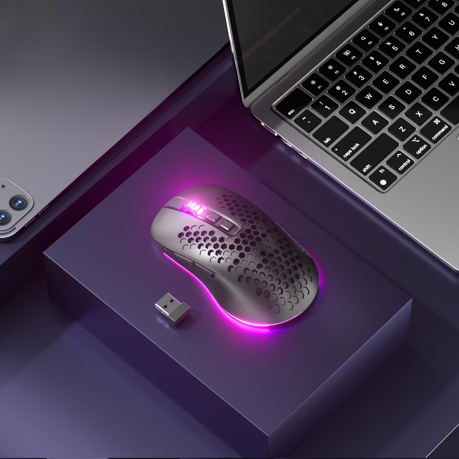 Redragon M694 Wireless Gaming Mouse - Honeycomb Shell, 7200DPI, Tri-Mode, Ultralight, RGB, 7 Programmable Buttons, Long Battery Life for PC & Mac - Perfect for FPS, MOBA & Esports Gaming