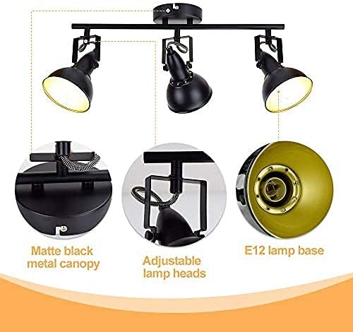 Depuley Retro 3-Way Swiveling Ceiling Spotlight - Adjustable Kitchen Lighting Fixture with 3 Trumpet Shade, Black Gold Metal Iron Cover - Rotatable Ceiling Light for Living Room, Bedroom, Kitchen | Perfect for Ambient Lighting, Task Lighting & Home Decor