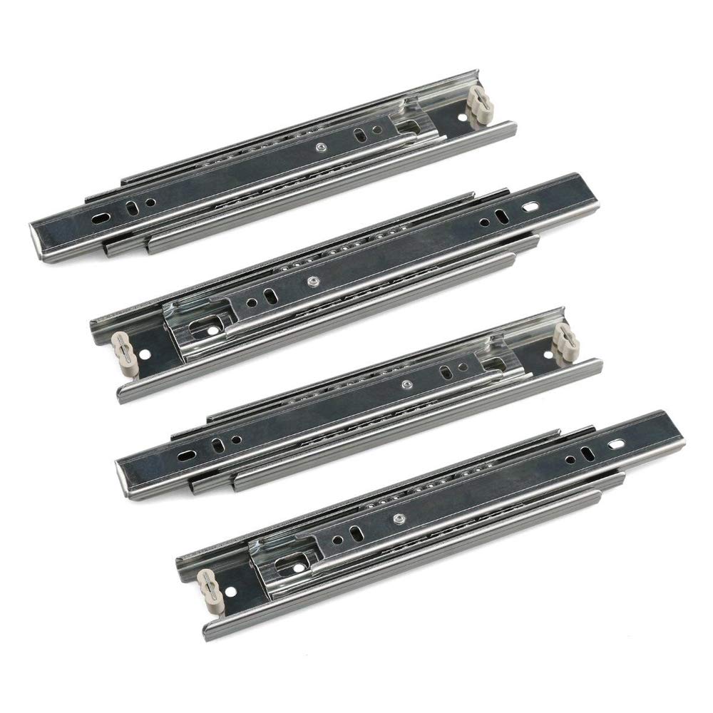 BESUNTEK 8 Inch Full Extension Ball Bearing Drawer Slides - 2 Pair Side Mount Cabinet Sliders for Kitchen, Office & Furniture (Silver) | Heavy Duty Smooth Gliding for Drawers & Storage Organization