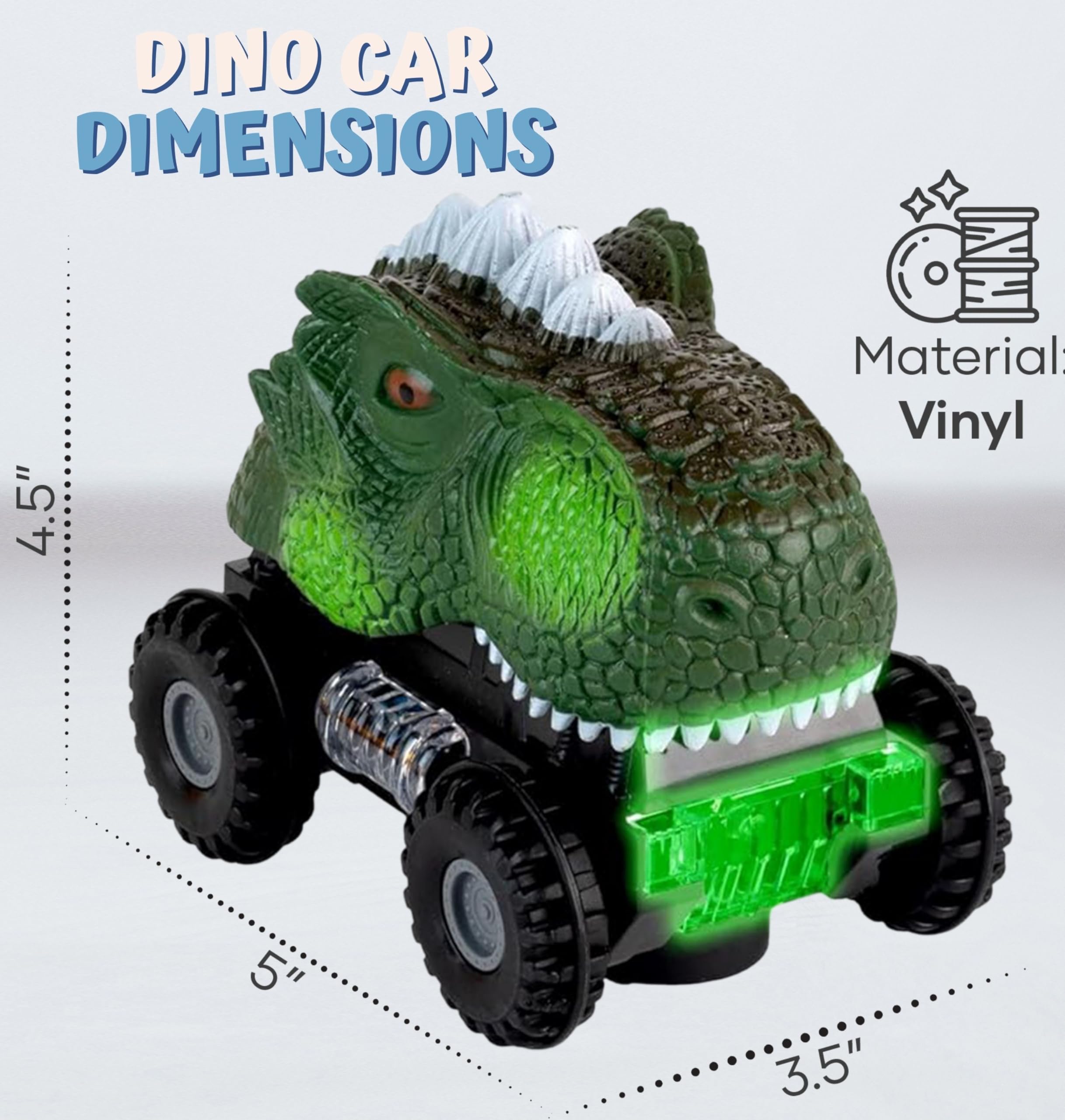 ToyVelt 2021 Edition Pull Back Dinosaur Cars - 4 Pack Light Up & Sound Toys for Kids Ages 3-10 | Fun Birthday & Christmas Gift for Boys & Girls | Perfect for Pretend Play, Party Favors & Dinosaur Themed Activities