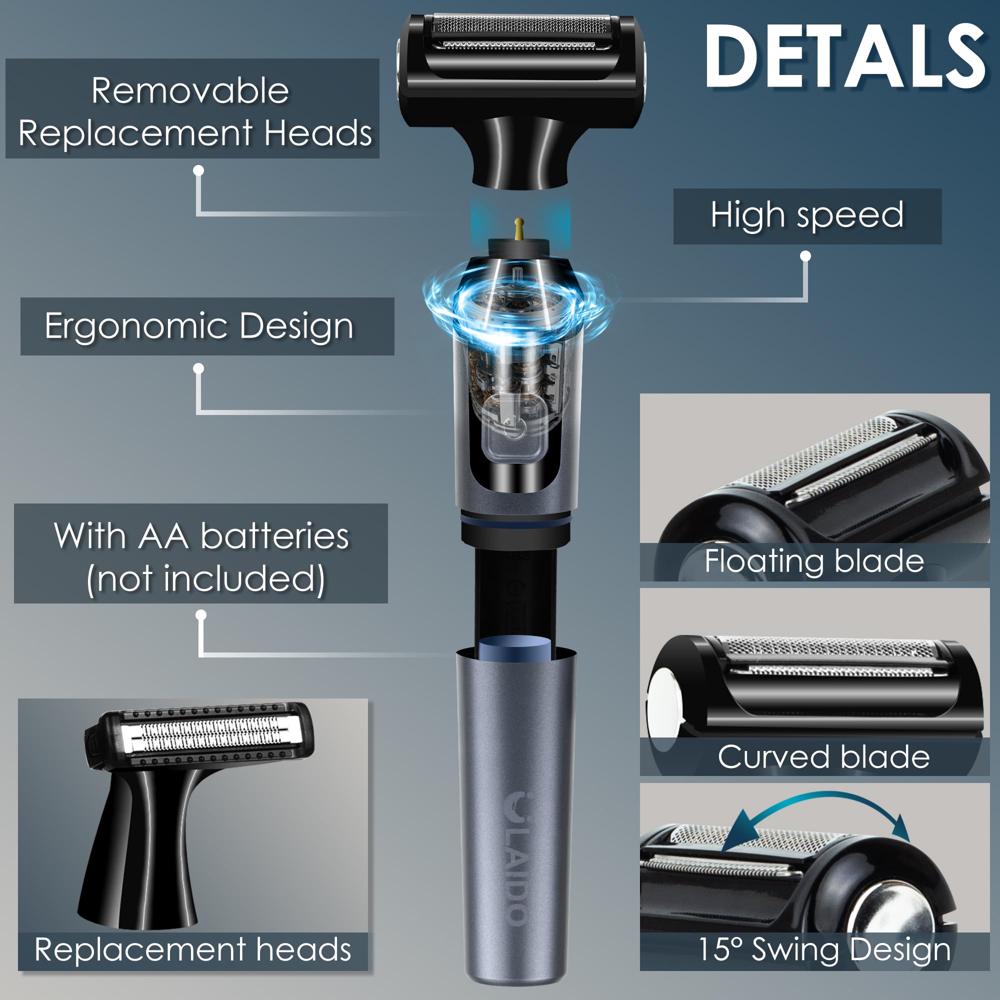 Best Electric Body Hair Trimmer for Men - Waterproof Wet/Dry Pubic & Groin Groomer with Replacement Foil Heads - Perfect for Full Body Shaving & Sensitive Areas Care at Home or Travel