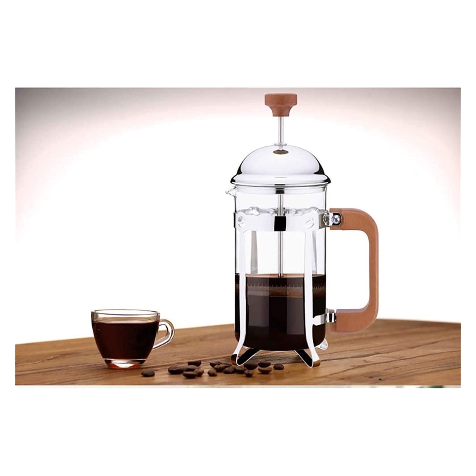 Premium 304 Stainless Steel French Press Coffee Maker with Heat-Resistant Borosilicate Glass - 600ml Capacity for Home, Office & Camping Use