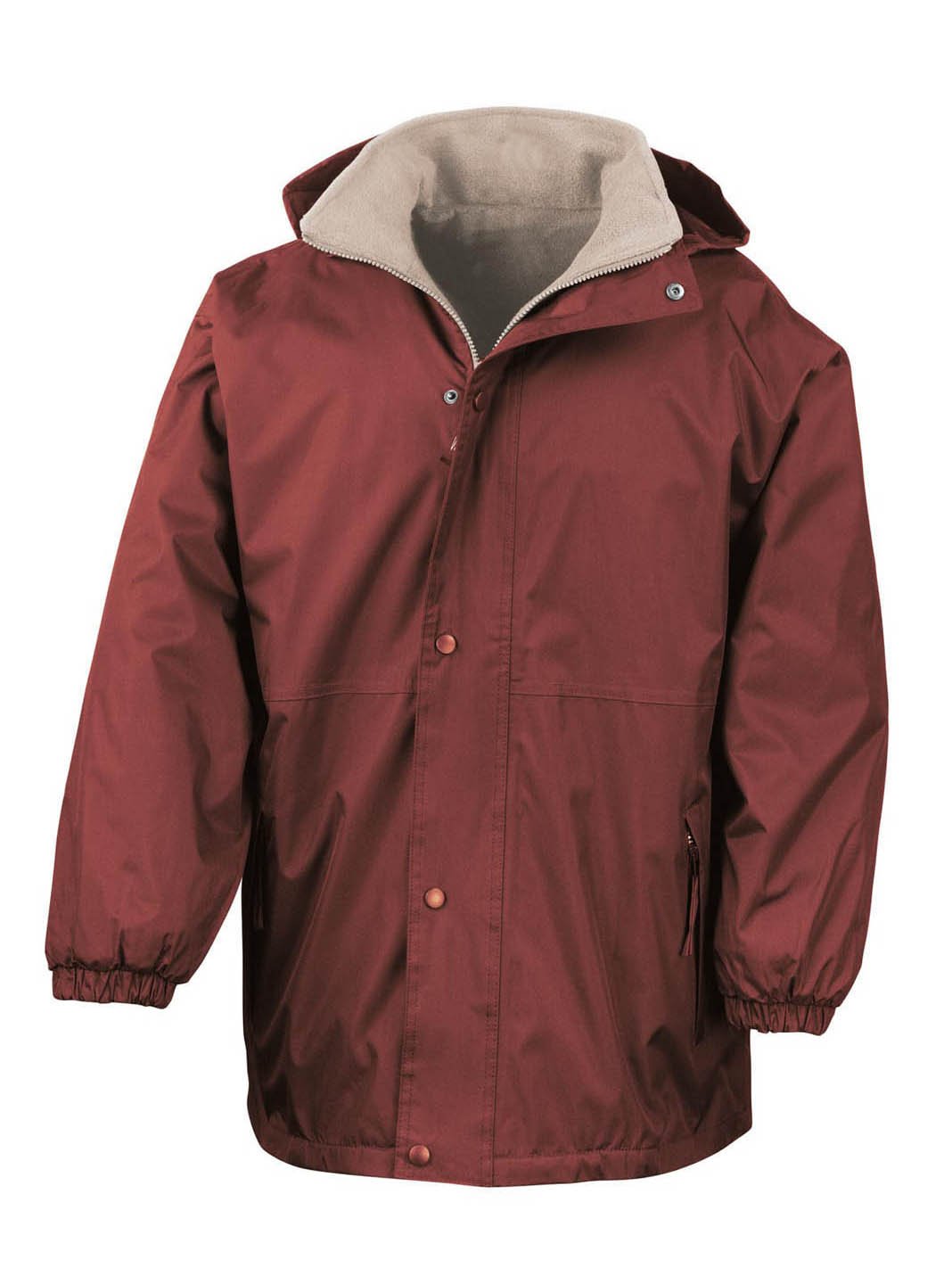 Men's Reversible Waterproof Jacket - Storm Stuff Lightweight Windbreaker for Outdoor Hiking & Travel (Burgundy/Camel)