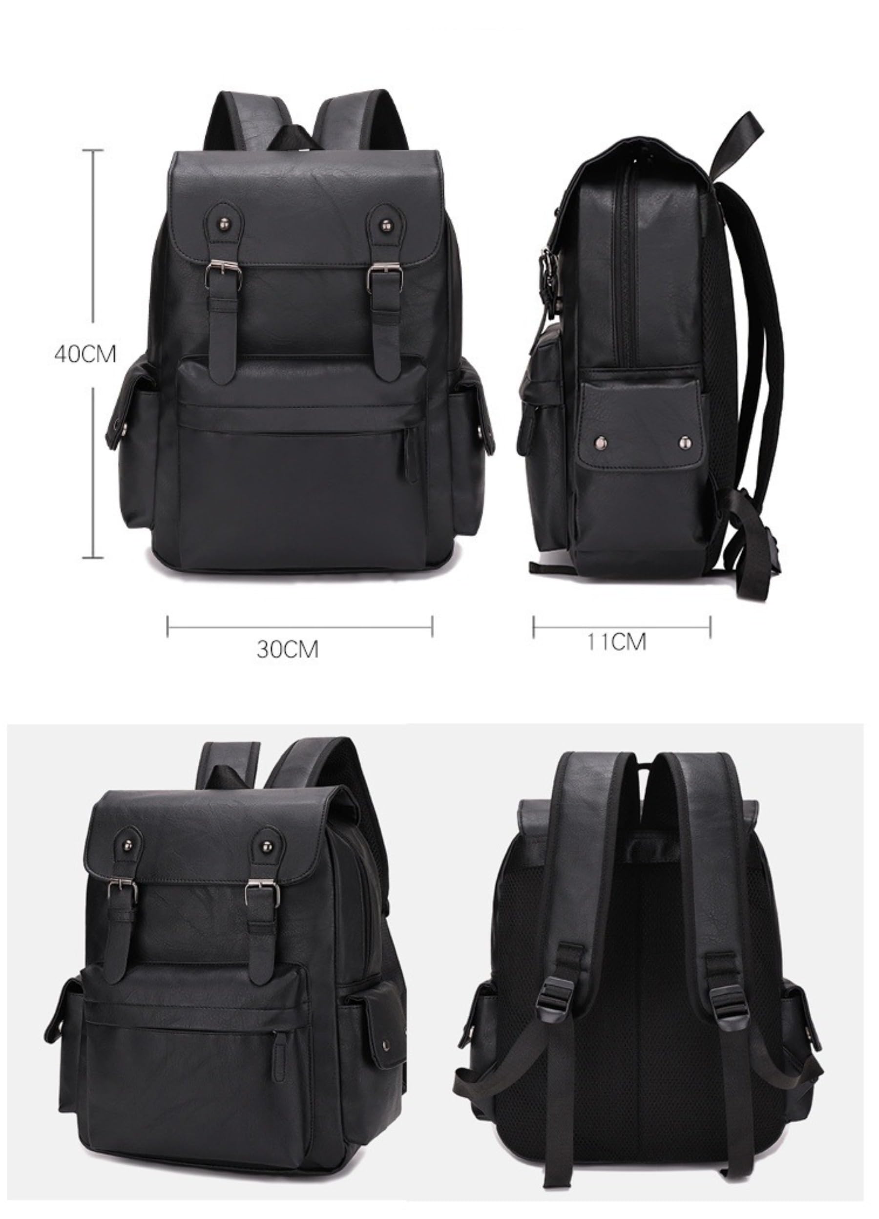 Premium Genuine Leather Backpack for Men & Women - 17 Inch Laptop Business Backpack with Large Capacity - Waterproof Travel Backpack for Work, College, Commuting & Outdoor Adventures (Black)
