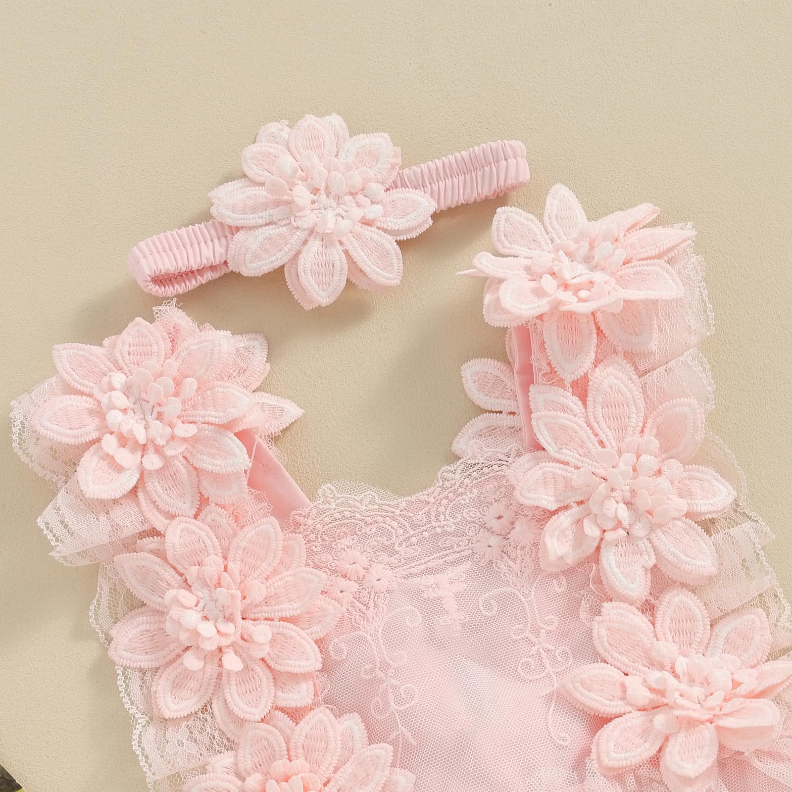 Mubineo Baby Girl Summer Lace Romper Dress - Sleeveless Floral Princess Outfit for Newborns & Toddlers | Perfect for Parties, Photo Shoots & Special Occasions