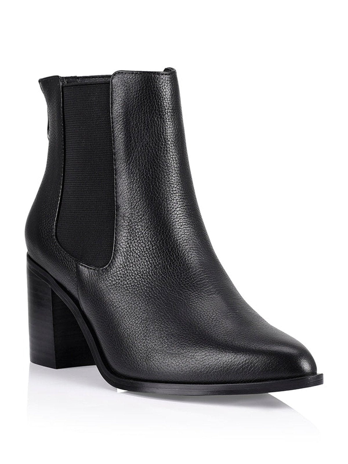 Laurah Chelsea Ankle Boots - Women's Black Leather Mid Calf Boots for Fall & Winter | Comfortable Slip-On Style for Work, Casual Outfits and Date Night