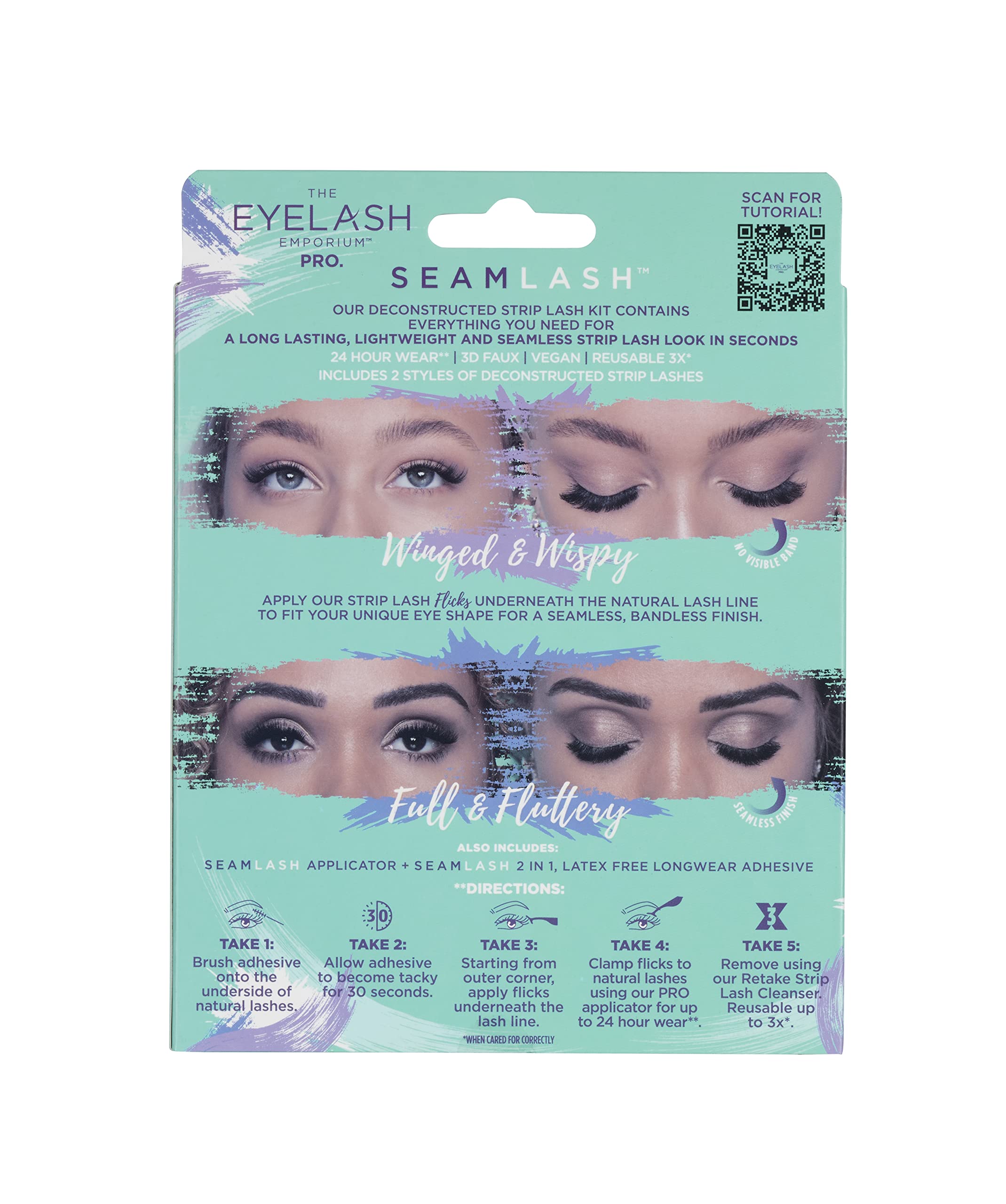 PRO SEAMLASH Deconstructed Strip Lash Kit - Natural Looking False Eyelashes for Dramatic Volume & Length | Perfect for Weddings, Parties & Special Occasions | Black