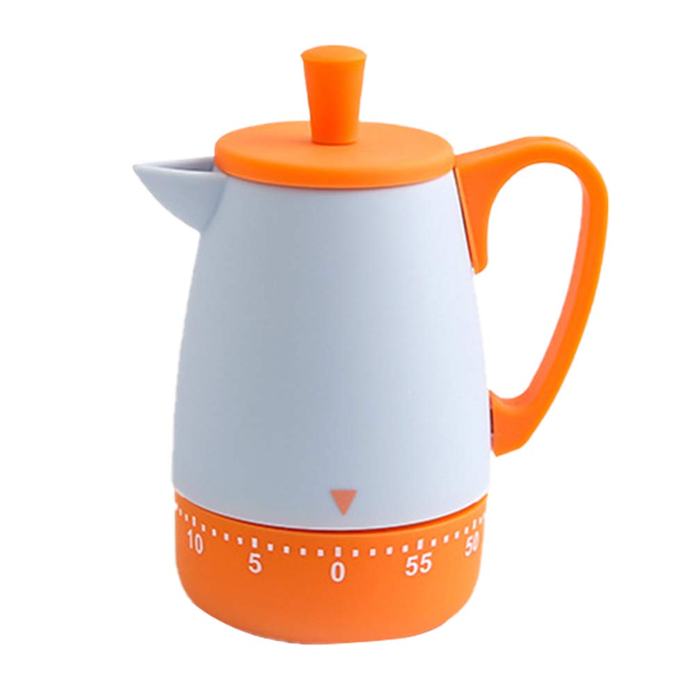 DOITOOL Mechanical Kitchen Timer - Teapot Shape Countdown Timer for Cooking, Baking & Home Use - Manual Wind-Up Cooking Timekeeper - Perfect for Tea, Coffee & Kitchen Reminders (Orange)