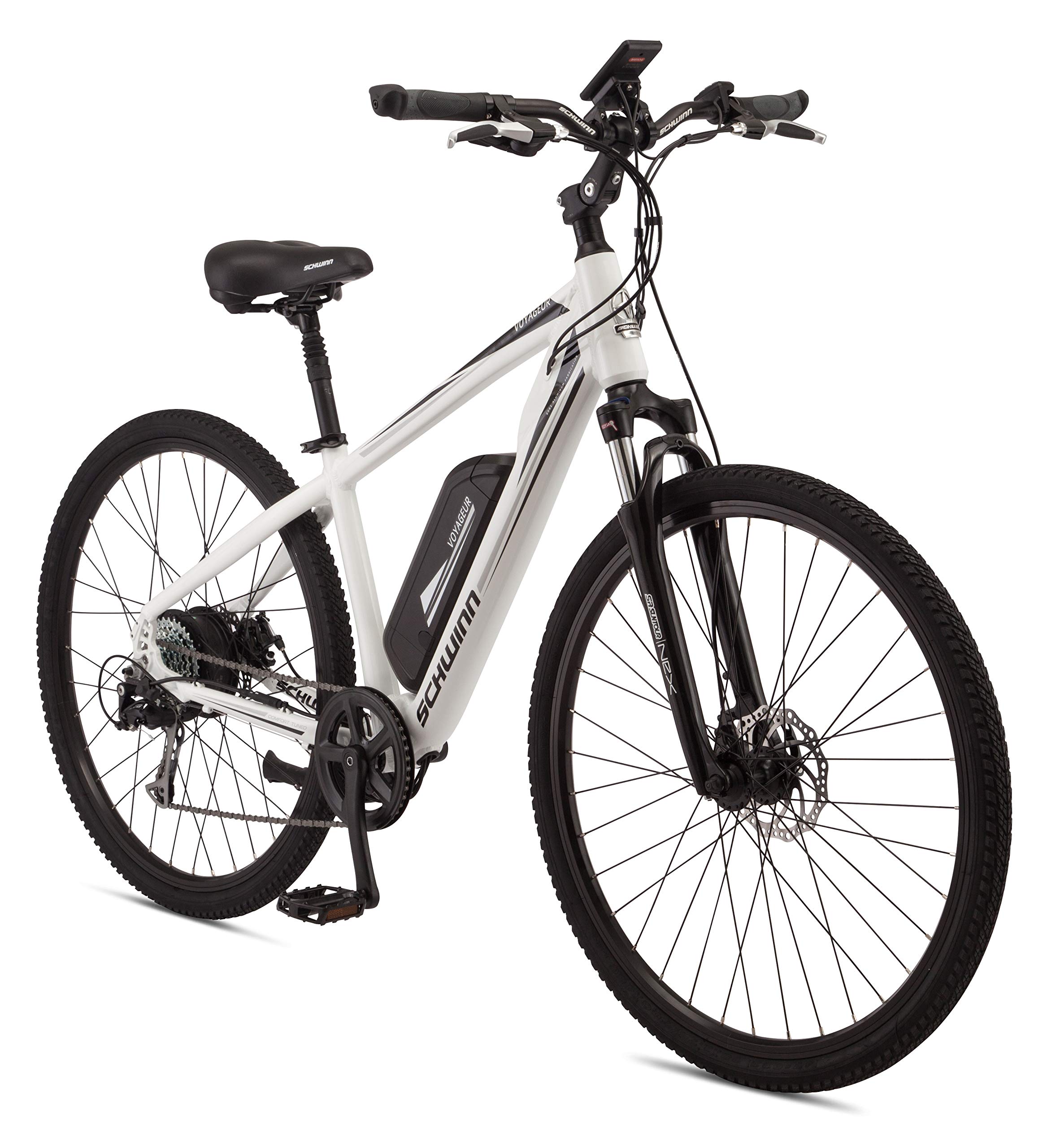 Schwinn Voyageur Electric Bike for Adults - 350W Motor, 28MPH, 50+ Mile Range, Mechanical Disc Brakes - Perfect for Commuting, City Riding & Outdoor Adventures
