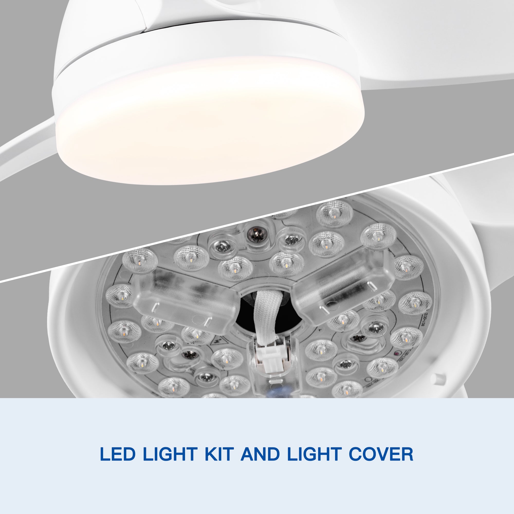 28 Inch Integrated LED Ceiling Fan with White ABS Blades - Energy Efficient Cooling & Lighting for Bedroom, Living Room, and Office Spaces