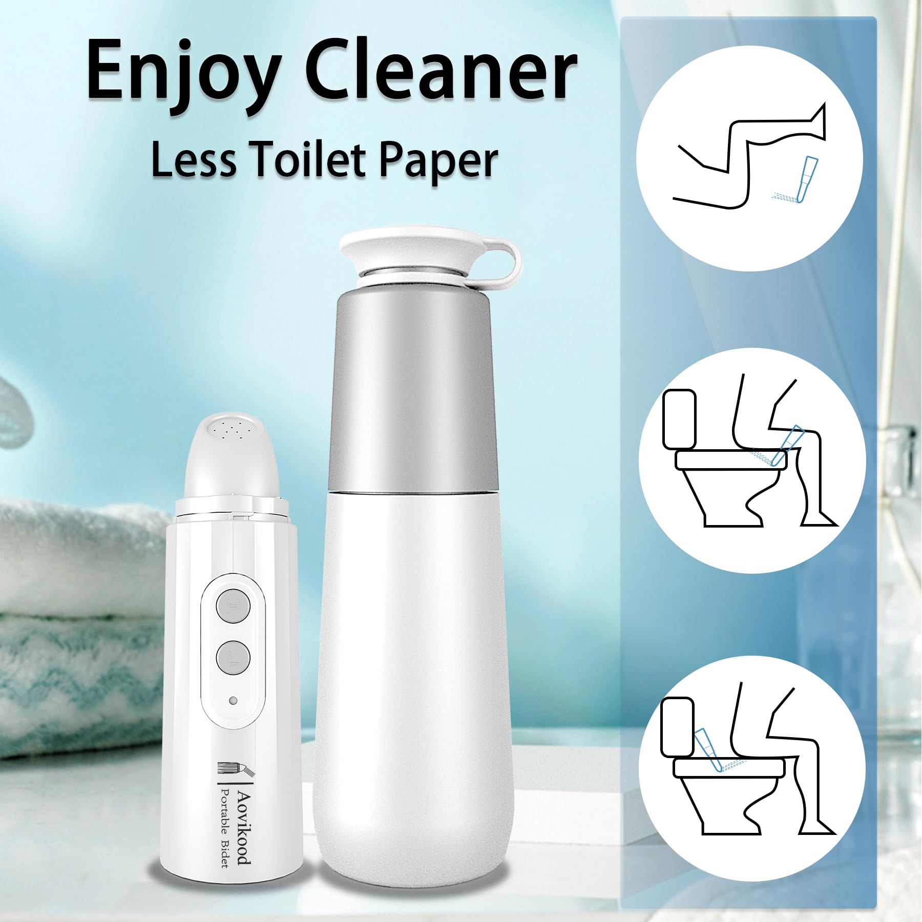 Portable Travel Bidet - Rechargeable Electric Handheld Bidet Sprayer for Personal Hygiene | Perfect for Men, Women & Postpartum Care | Ideal for Camping, Road Trips & International Travel