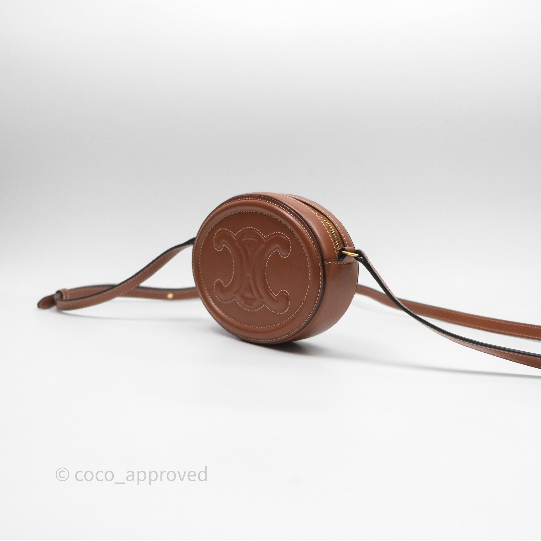 Celine Oval Bag in Triomphe Tan Calfskin Leather - Luxury Crossbody Purse for Women, Perfect for Work, Travel & Evening Events