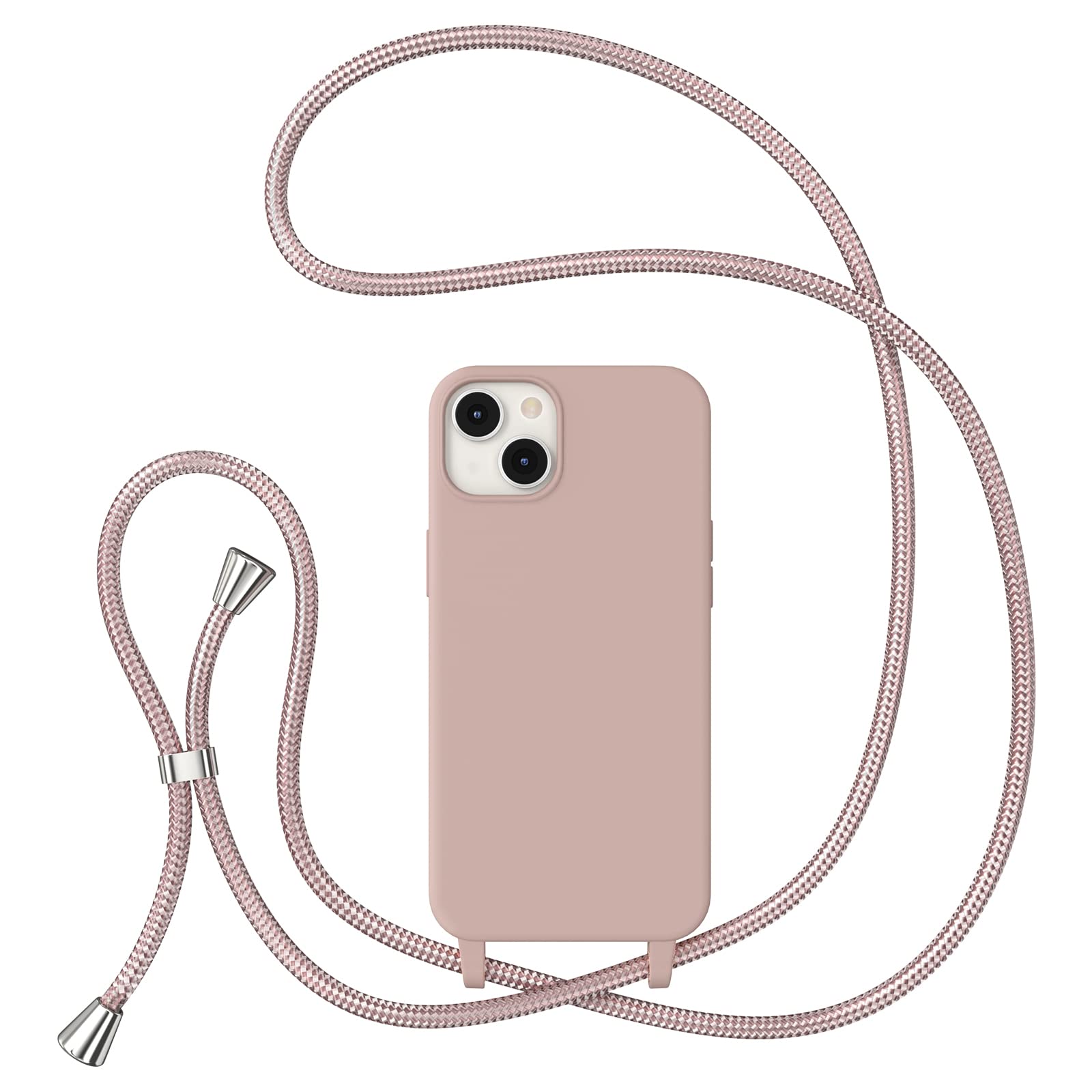 ZTOFERA iPhone 15 Case with Adjustable Crossbody Strap - Soft Silicone Shockproof Protective Cover for iPhone 15 6.1 inch (Pink) | Perfect for Travel, Shopping & Hands-Free Use