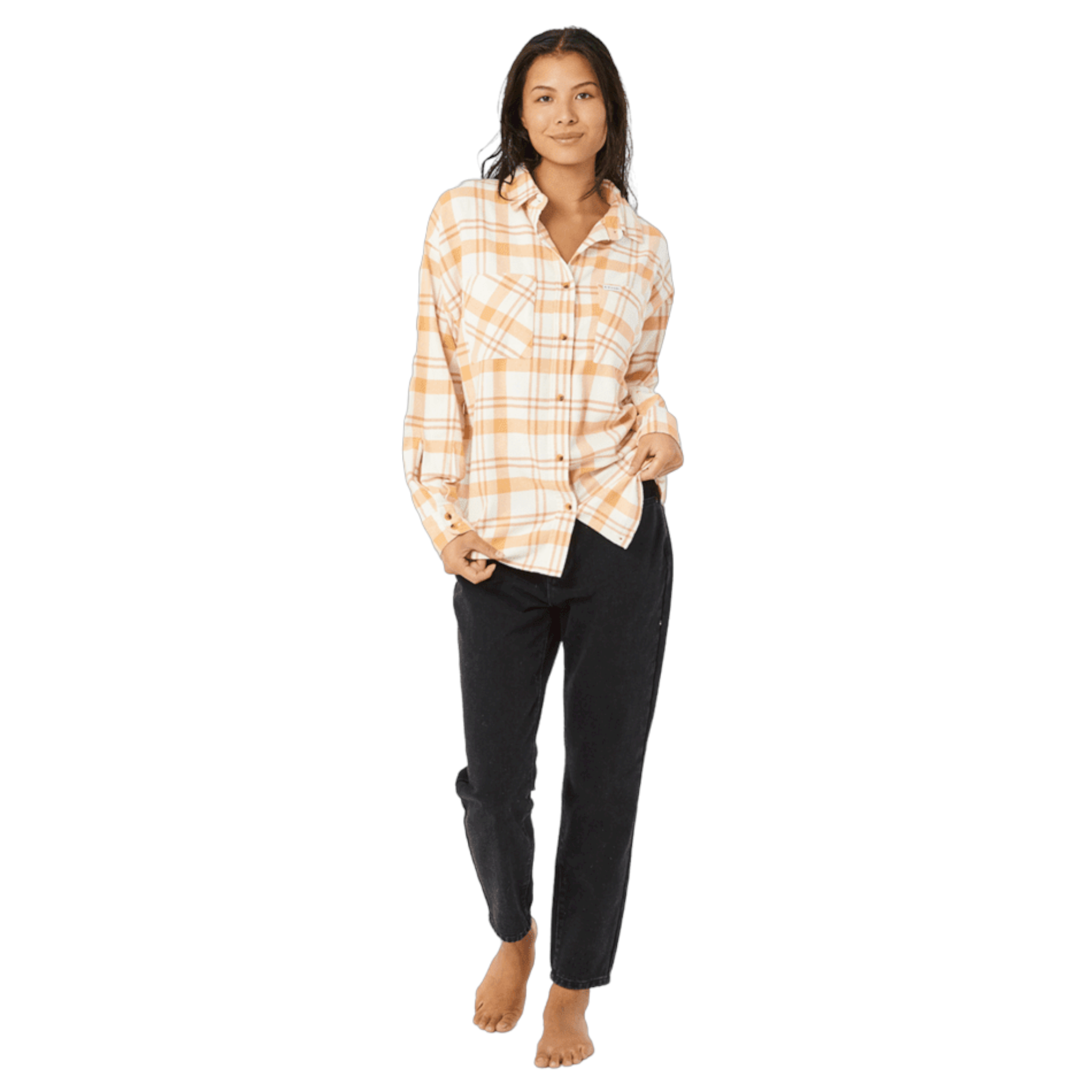 Rip Curl Sunday Flannel Shirt for Women - Soft & Stylish Plaid Button-Up Shirt - Perfect for Casual Outfits, Outdoor Adventures & Layering in Fall & Winter