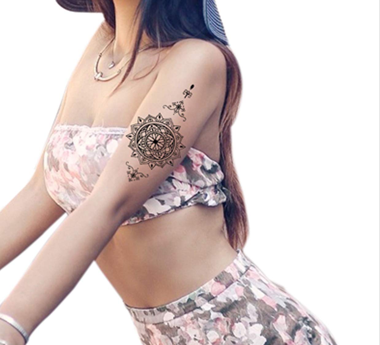 Waterproof Temporary Tattoo Stickers for Men & Women - 3D Realistic Flowers, Butterflies, Stars, Wolves & Armband Designs (19x12cm) | Perfect for Parties, Halloween, Cosplay & Body Art