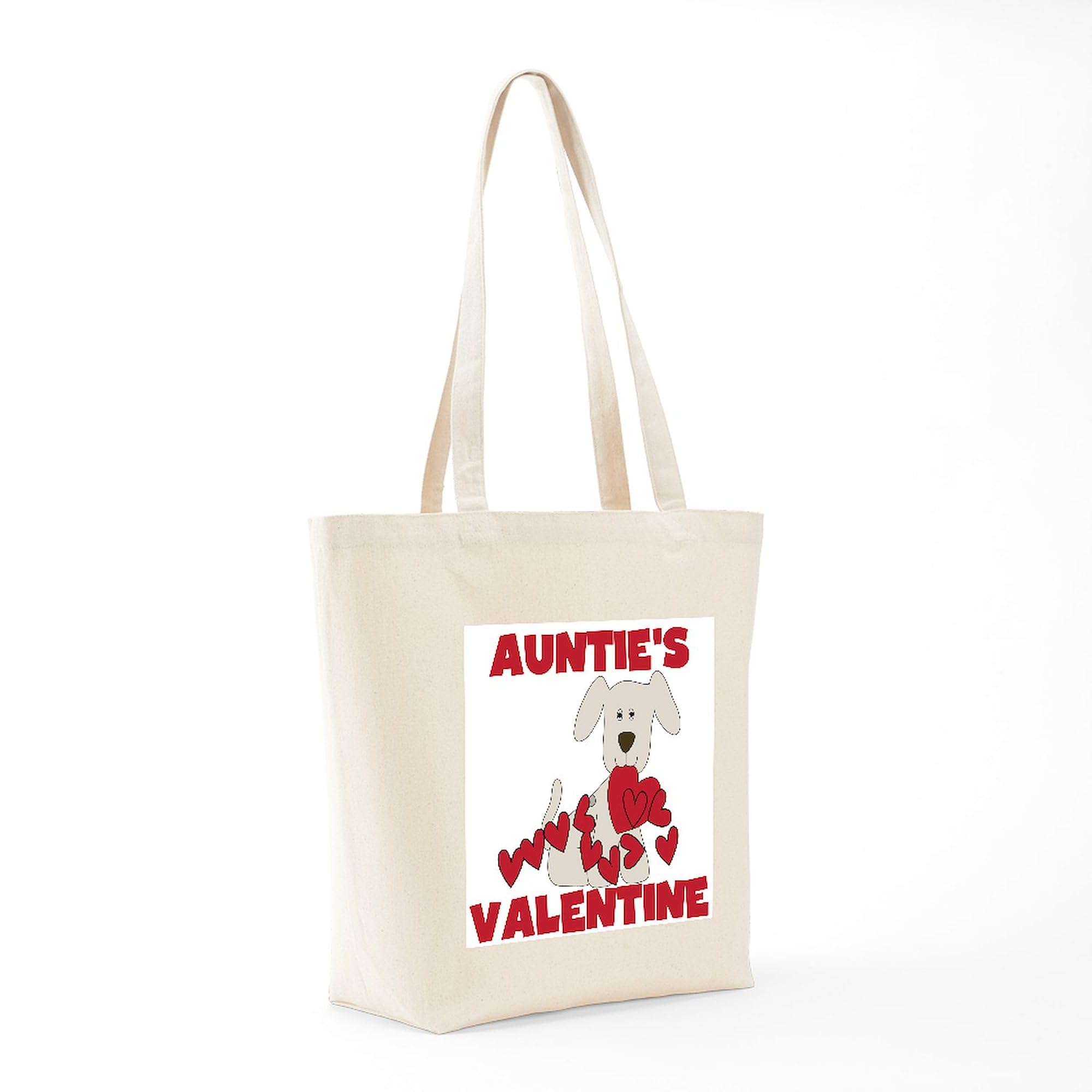 Dog Auntie's Valentine Tote Bag - Natural Canvas Reusable Shopping Bag for Women | Perfect for Groceries, Beach Trips & Valentine's Day Gifts