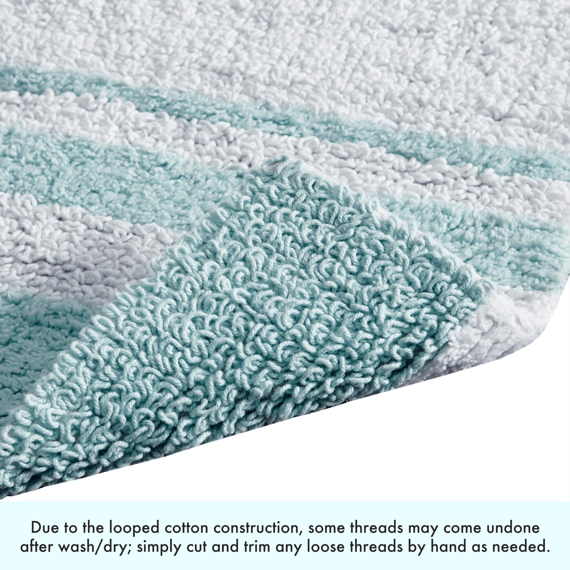 Madison Park Reversible Spa Cotton Bath Rug - 100% Cotton Striped Ultra Soft, Water Absorbent & Fast Drying Bath Mat - Non-Slip Quick Dry Bathroom Rug for Tub, Shower & Bathroom - 27x45 Inches, Aqua Blue - Perfect for Spa-Like Comfort & Luxury Bathroom Decor