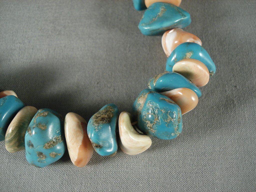 Vintage Navajo Native American Turquoise Spiny Oyster Necklace - 138 Grams Handmade Jewelry for Women, Boho Chic Accessory | Perfect for Festivals, Weddings & Southwest Style Outfits