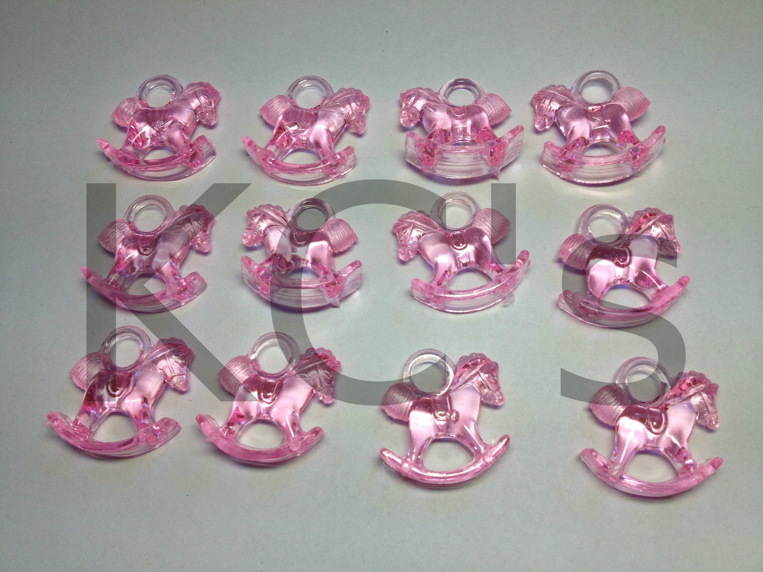 48 Pcs 1 Inch Pink Acrylic Rocking Horse Charms for Baby Shower Games, Party Decorations & Wedding Favors - Perfect for DIY Crafts, Scrapbooking & Gift Wrapping
