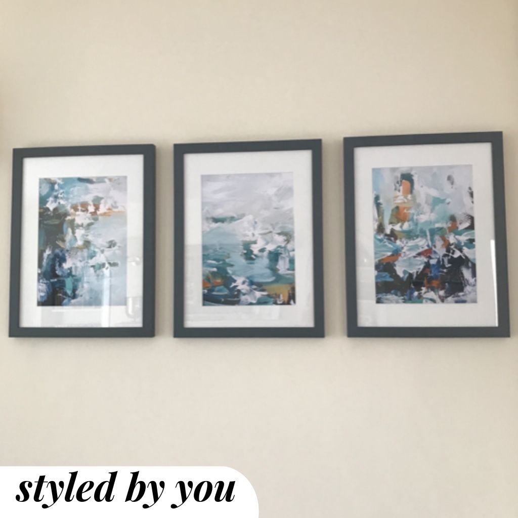 Abstract Teal Blue Waves Art Print Set of 3 - Modern Ocean Themed Wall Decor for Living Room, Bedroom & Office