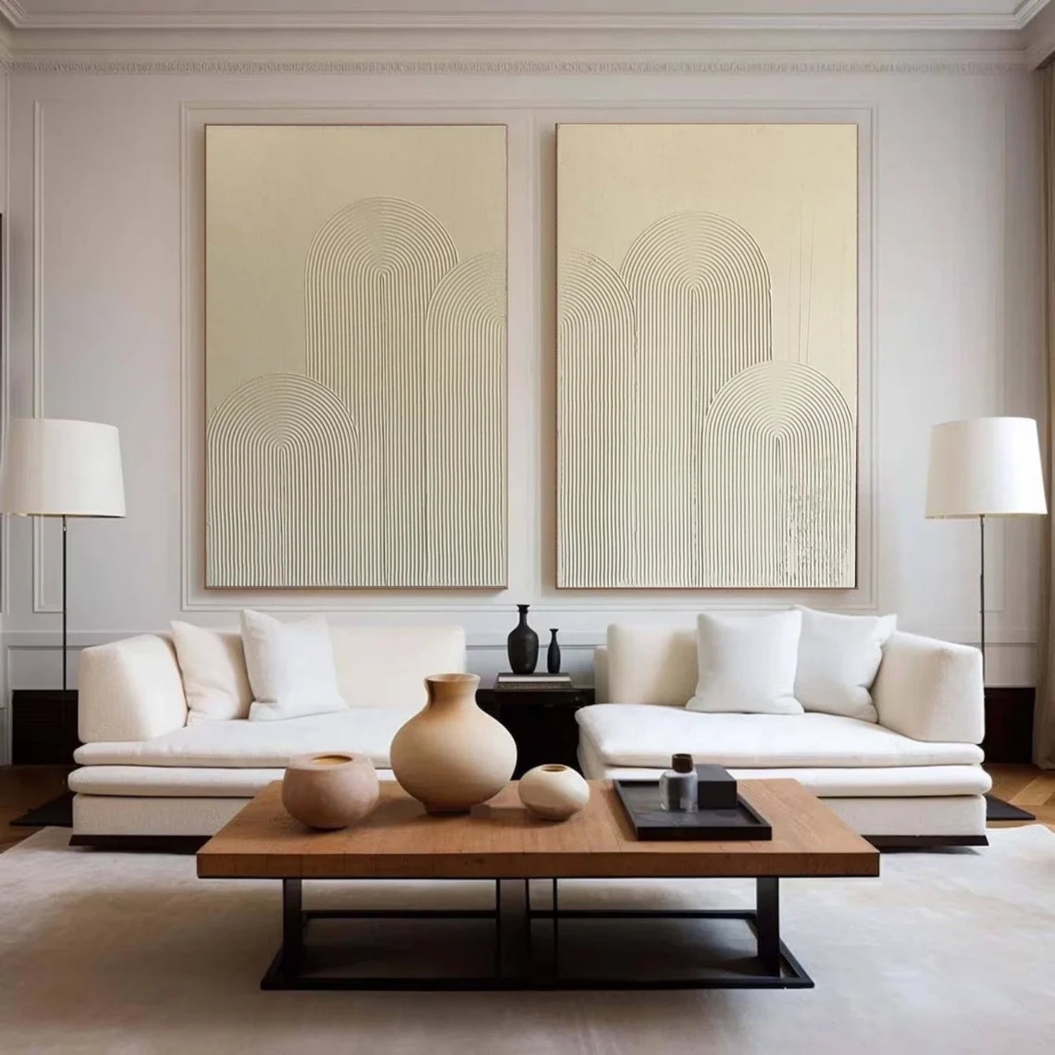 Abstract Beige & Brown Wall Art Set of 2 - Modern Canvas Paintings for Living Room, Bedroom & Office Decor #BB133