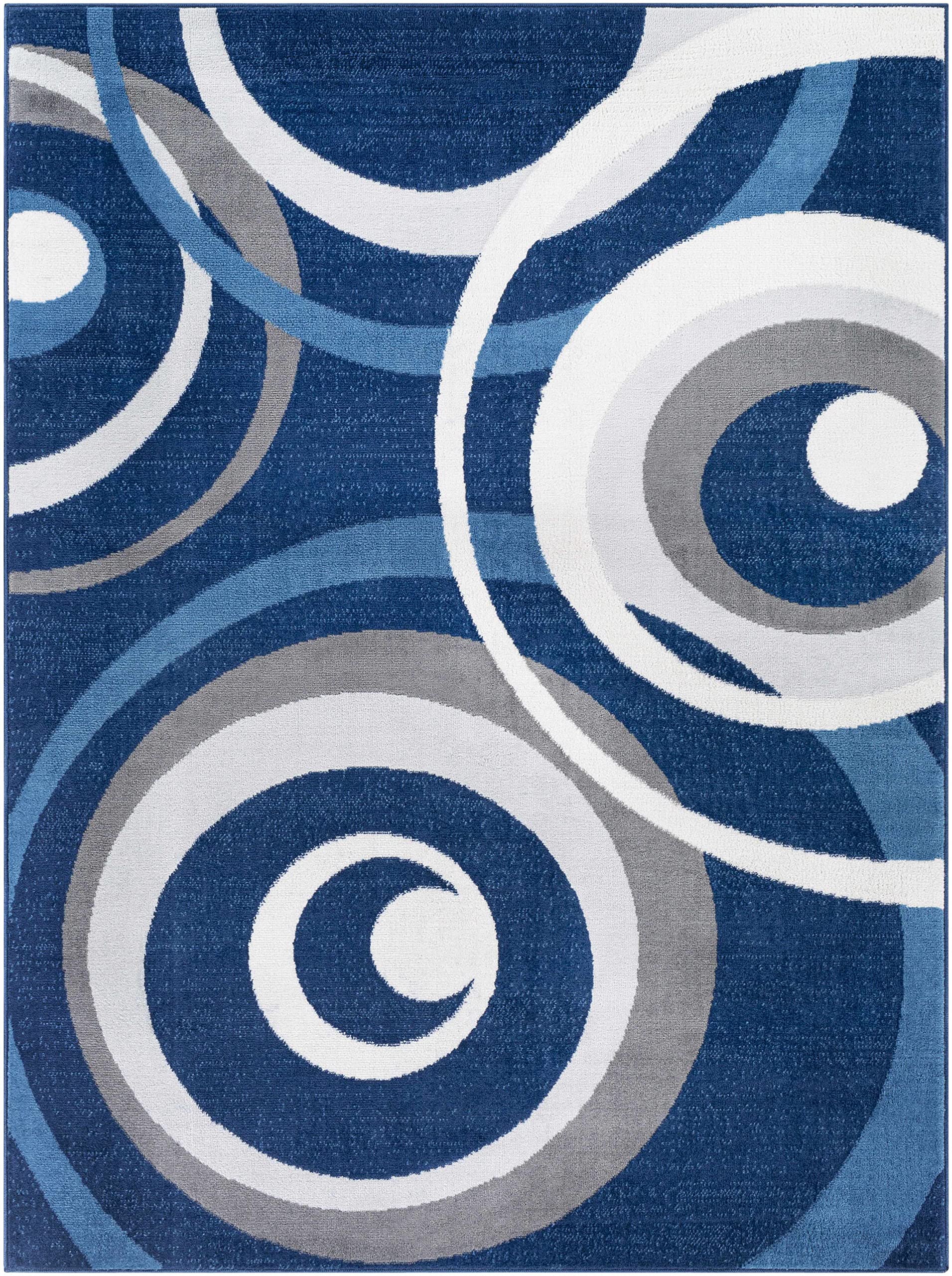 Modern Hauteloom Renmark Area Rug for Living Room & Bedroom - Navy, Blue, Gray - 9'2