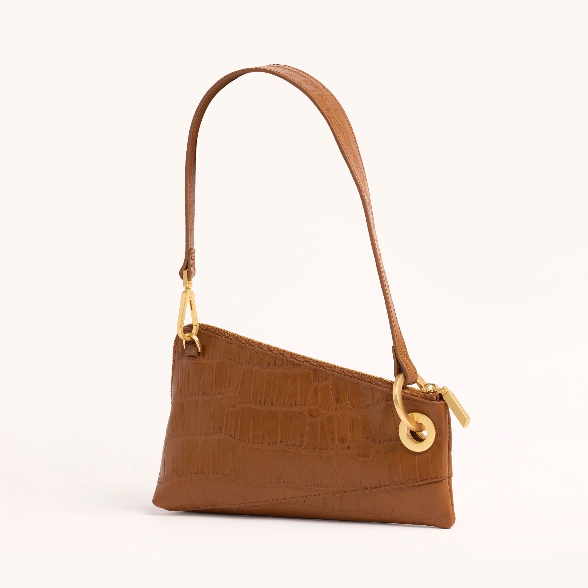 Nash Pochette Handbag - Canyon Crocco & Brushed Gold Leather Crossbody Bag for Women | Perfect for Evening Parties, Date Nights & Special Occasions