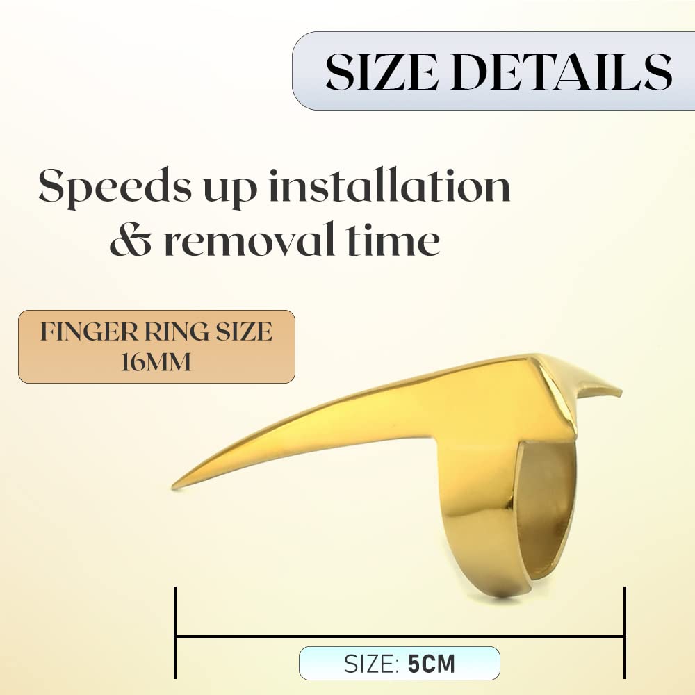 Stainless Steel Hair Parting & Sectioning Ring - Professional Finger Braiding Hair Pick Tool for Quick Human Hair Extensions Installation - Perfect for Styling, Braiding, and Salon Use (Gold)