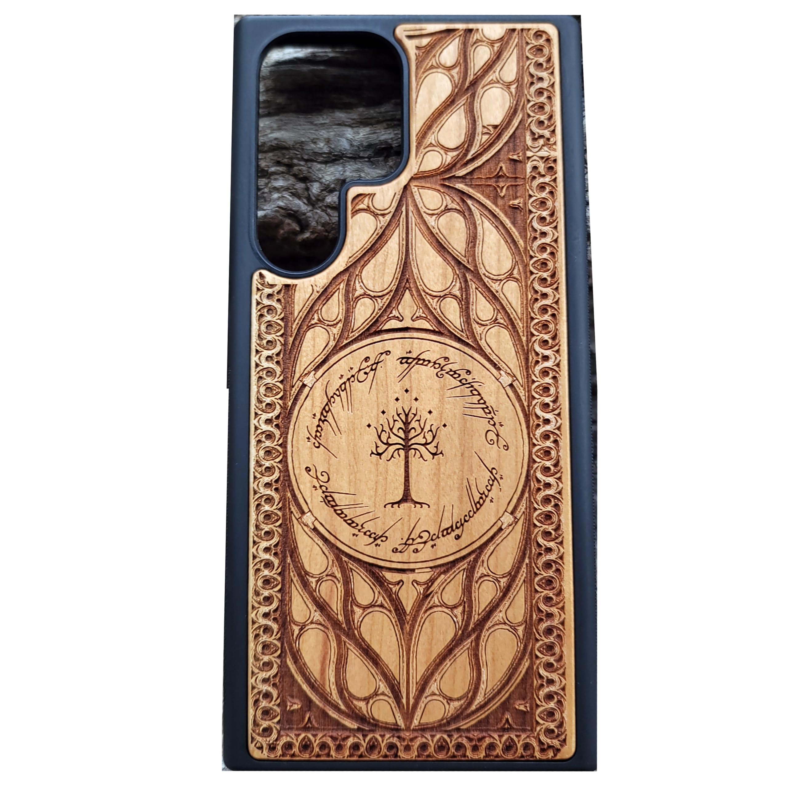 Premium Laser Engraved Wood Phone Case for iPhone 16/15/14/13/12/11 Pro Max/Mini & Galaxy S25/S24/S23/S22/S21/S20 Ultra Plus - Eco-Friendly Slim Durable Wooden Cover - Perfect for Nature Lovers & Outdoor Enthusiasts