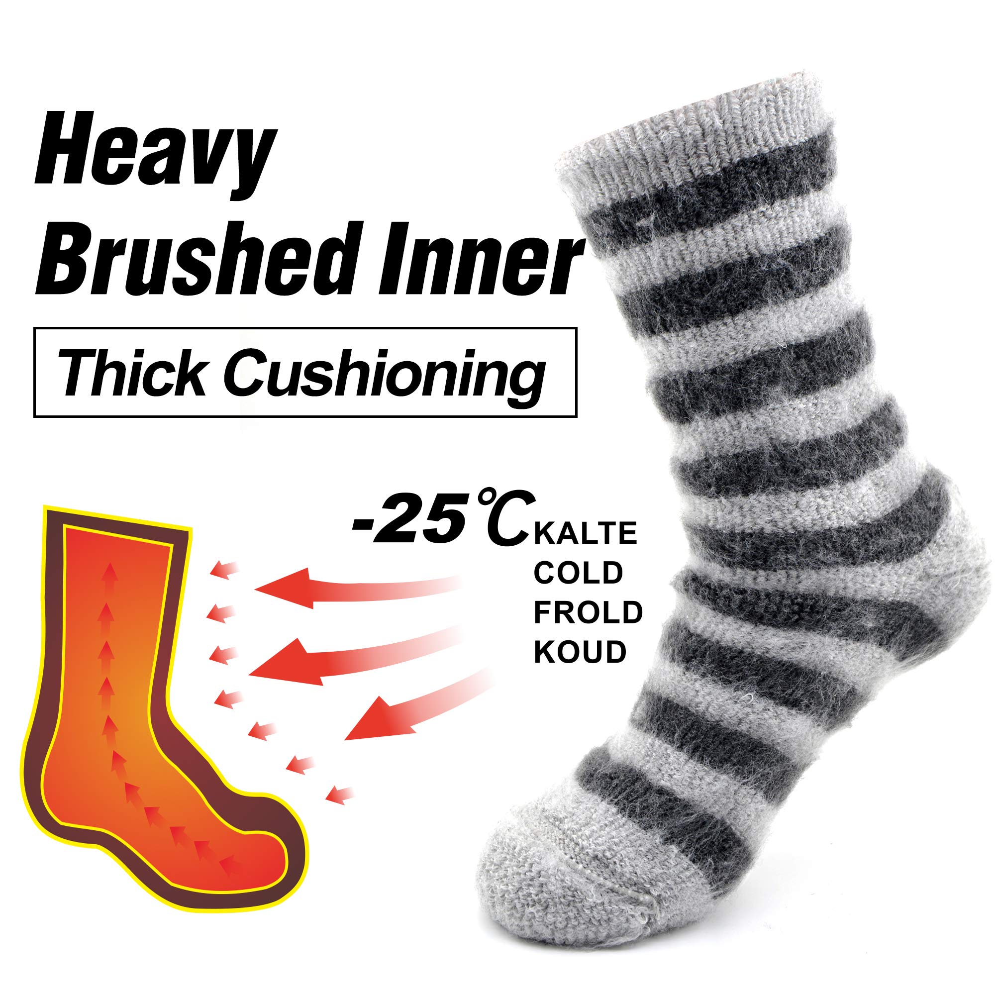 Thermal Socks for Men & Women - Extra Thick Winter Warm Heated Crew Socks for Extreme Cold Weather - Perfect for Snow Boots, Hiking & Outdoor Activities