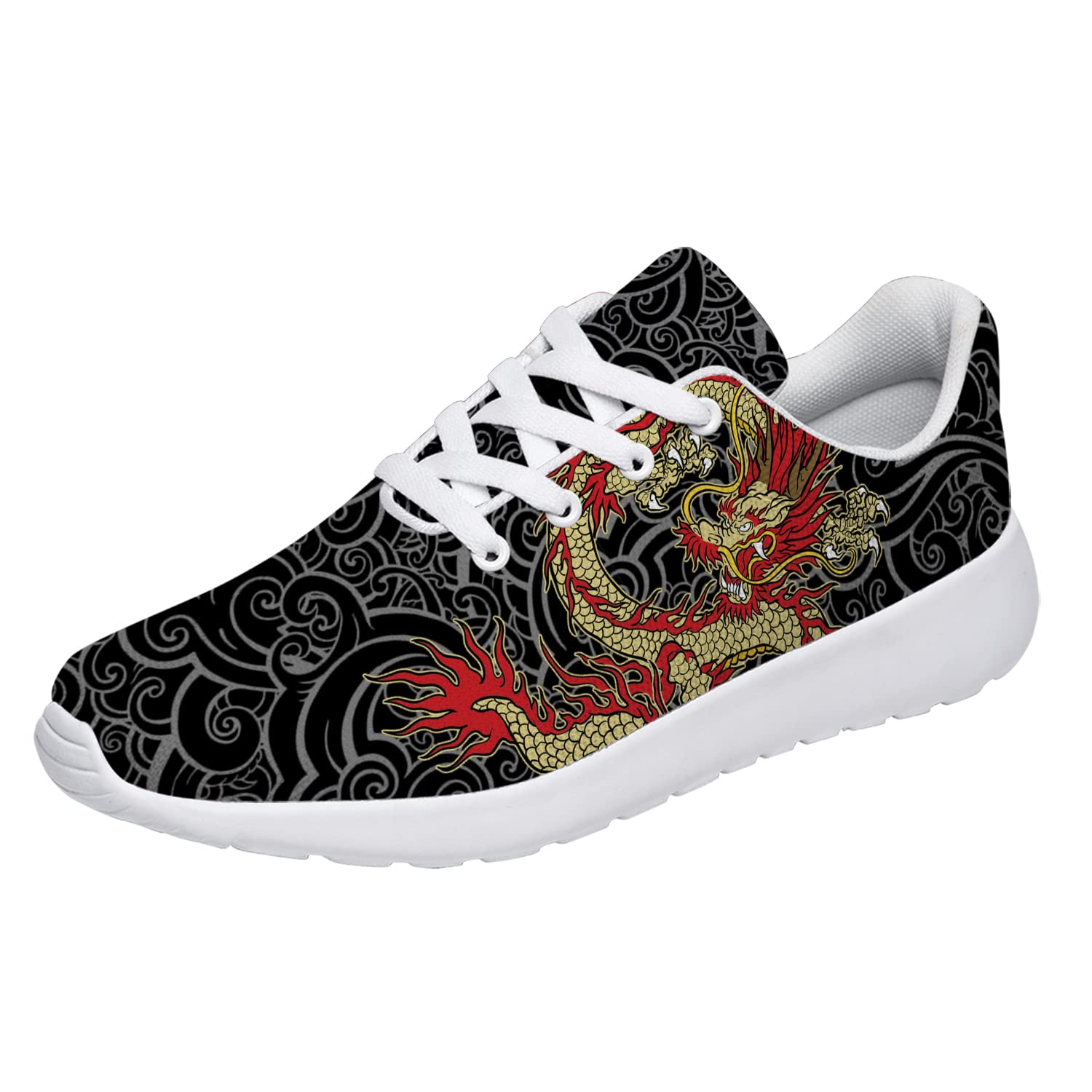 Dragon Design Running Shoes for Women & Men - Lightweight Tennis Golf Sneakers - Breathable Walking Shoes - Perfect Gift for Her & Him - Ideal for Sports, Gym, Workouts & Casual Wear