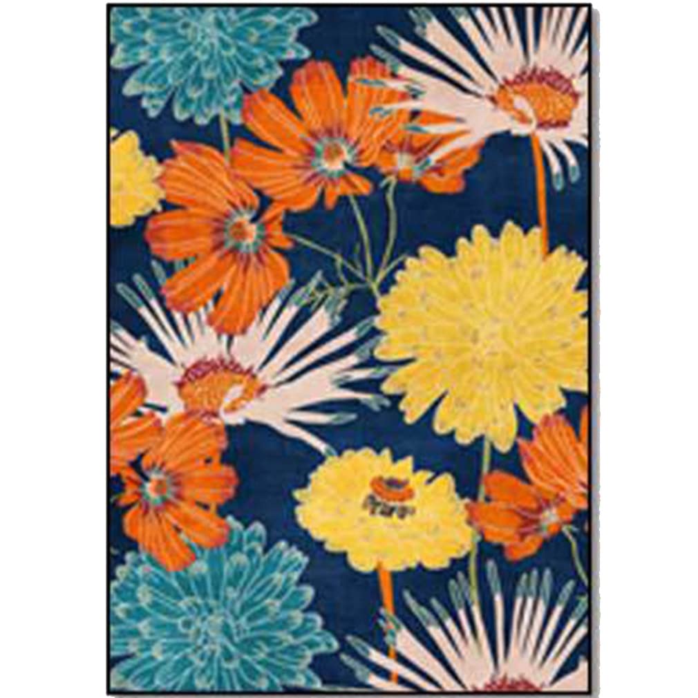Modern Floral Rectangle Area Rug 5'x10' - Non-Slip Indoor Outdoor Carpet for Bedroom, Living Room, Kitchen & Entryway | Soft Non-Shedding Runner Rug for Home Decor, Bedside Floor Mat & Doormat Use