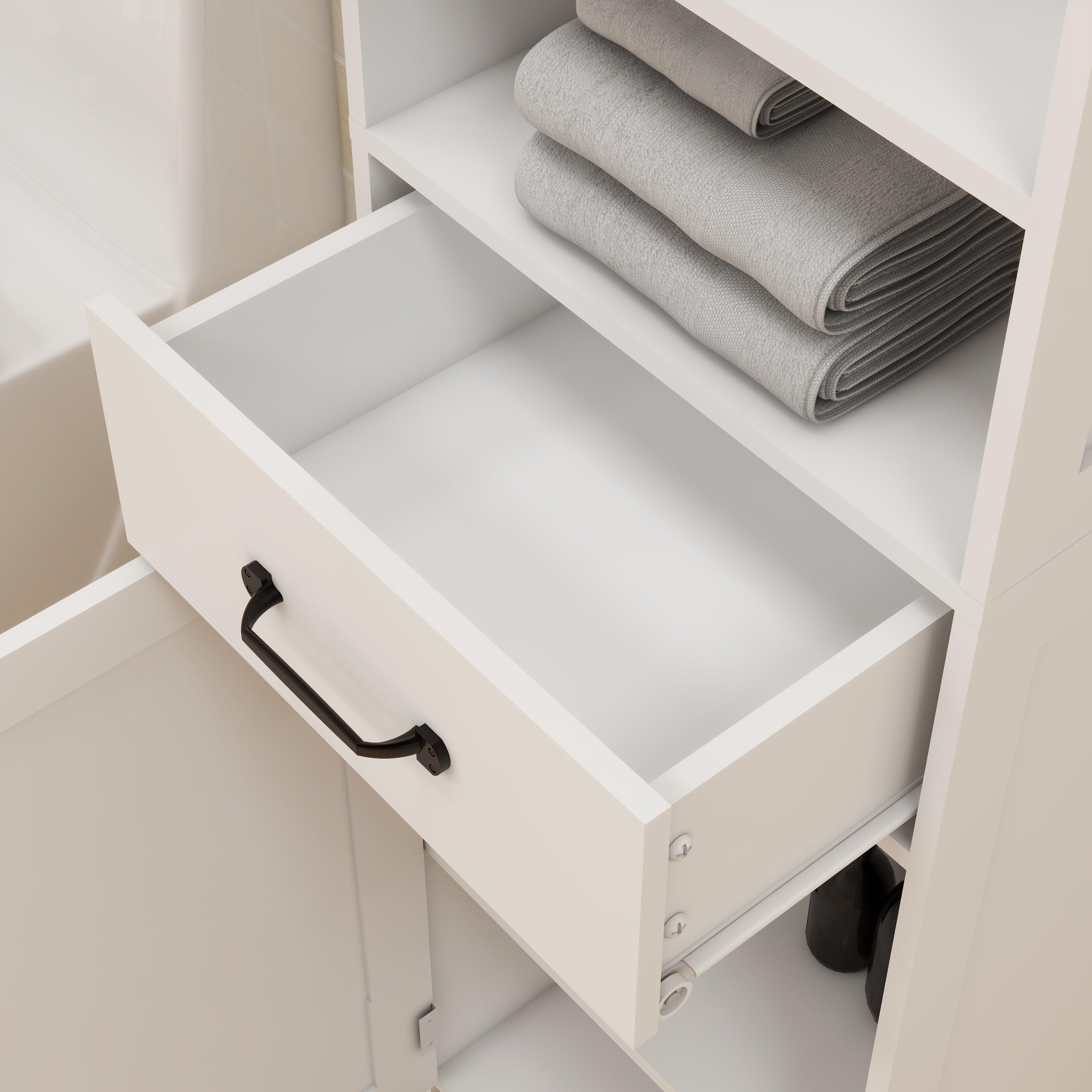 Double Door Narrow Height Slim Floor Standing Cabinet - Space-Saving Storage for Small Rooms & Apartments | Perfect for Bedroom, Living Room & Entryway Organization