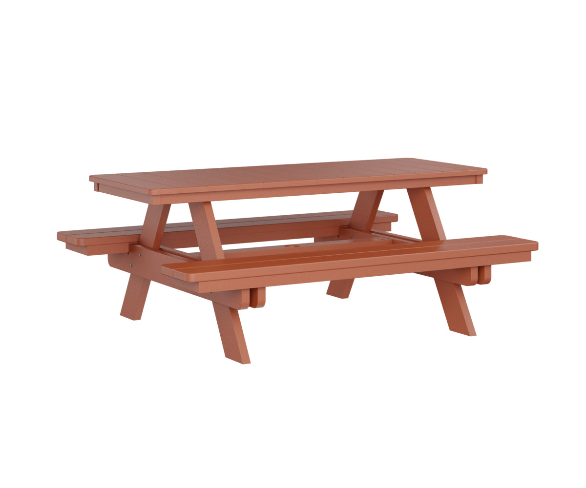 Berlin Gardens Rectangular Picnic Table - Outdoor Dining Set for Patio, Backyard, and Park - Heavy Duty Weather-Resistant Wooden Picnic Bench with Umbrella Hole