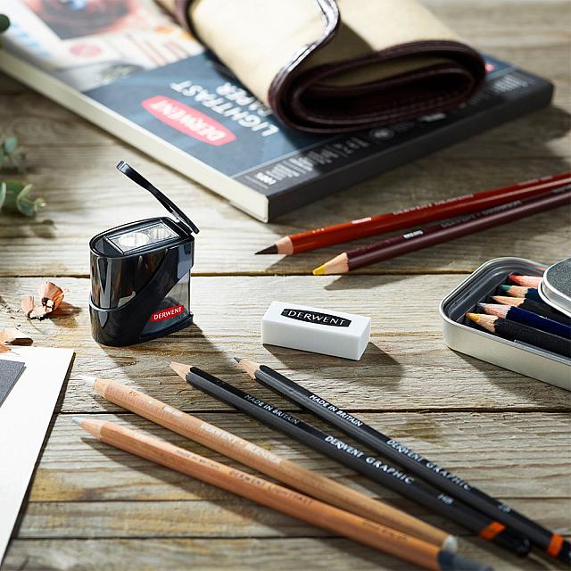 Derwent Twin Hole Pencil Sharpener - Professional Dual Hole Sharpener for Colored & Graphite Pencils - Perfect for Artists, Students & Office Use