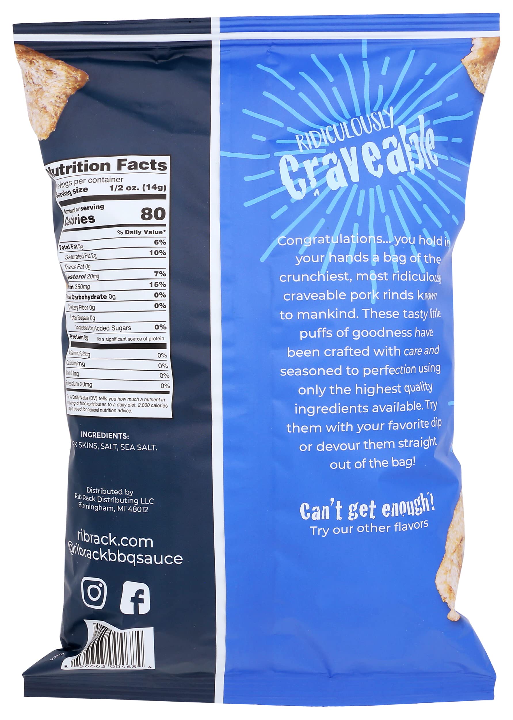 Delicious Sea Salt Flavored Pork Rinds - Gluten Free Keto Snacks, 4oz (Pack of 12) - Perfect for Low Carb Diets, Movie Nights & On-the-Go Snacking