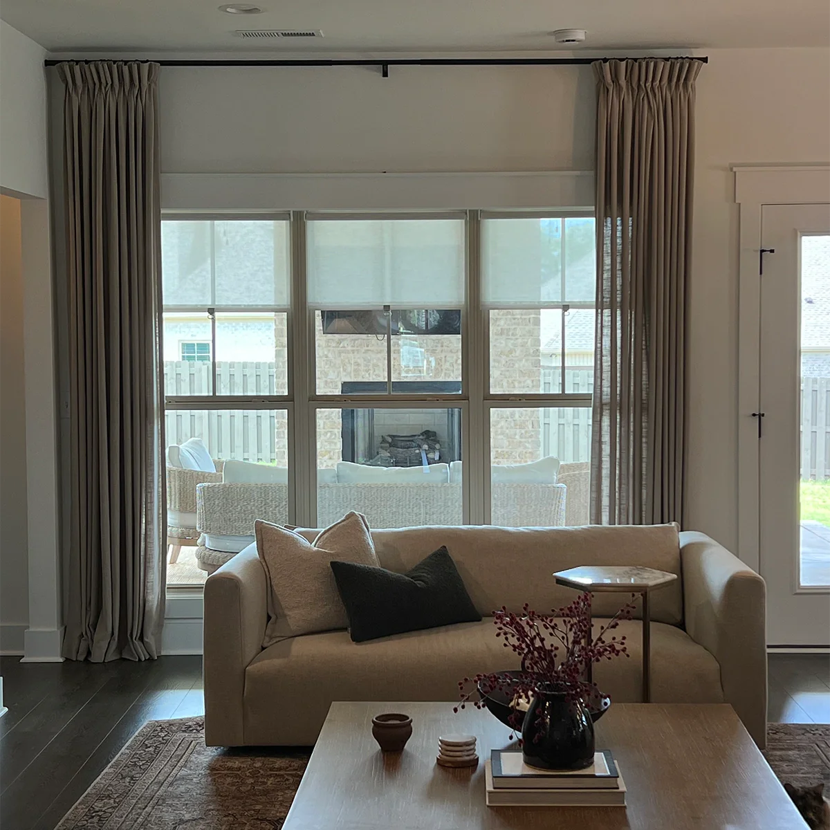 Pinch Pleated Blackout Curtains - 100% Linen Custom Drapes in Grey & Beige | Modern Thermal Insulated Window Treatments for Living Room & Bedroom