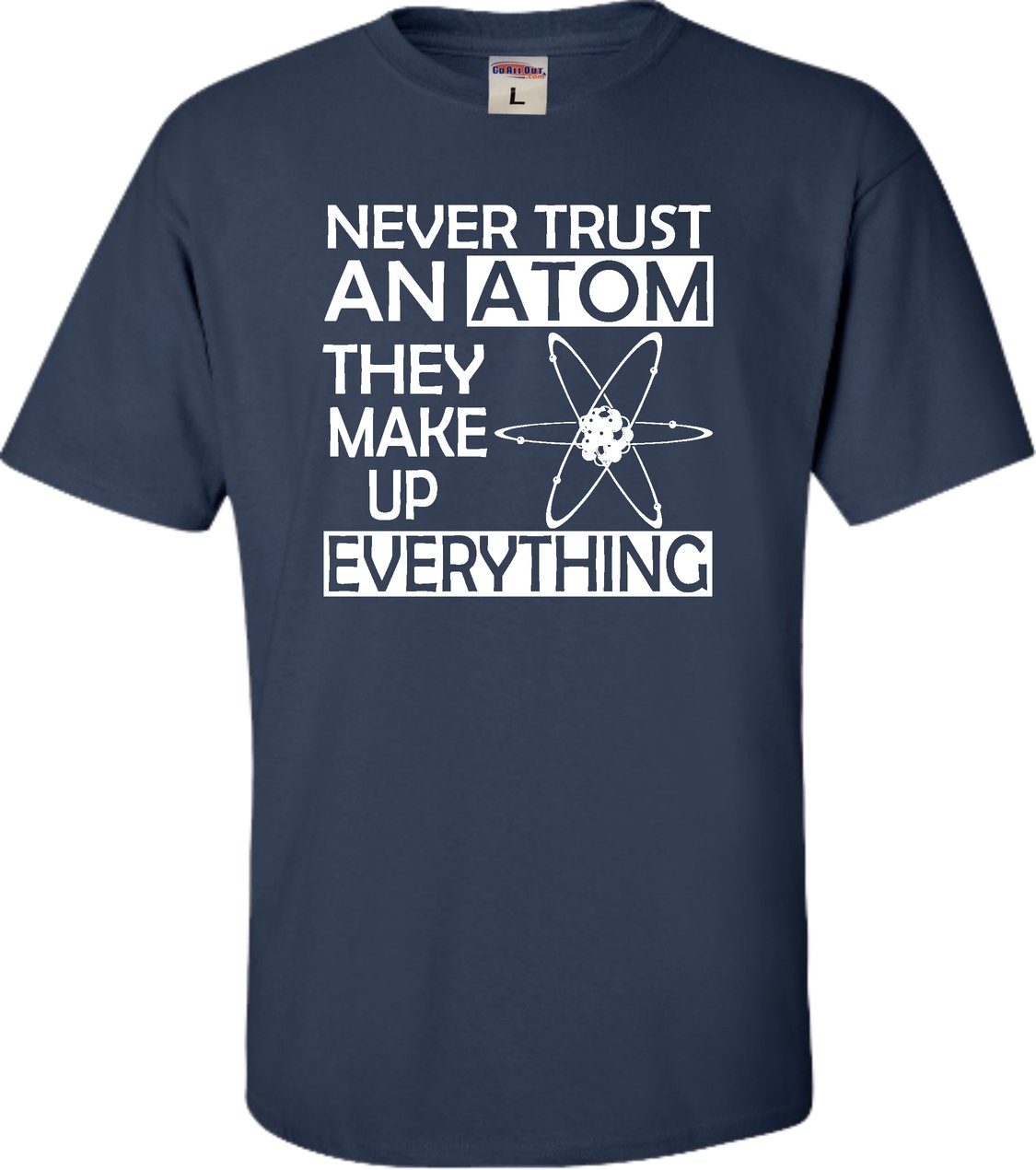 Fun Science T-Shirt for Youth - 'Never Trust an Atom They Make Up Everything' Chemistry Joke Tee | Perfect for School, Science Class & Nerdy Gift Ideas