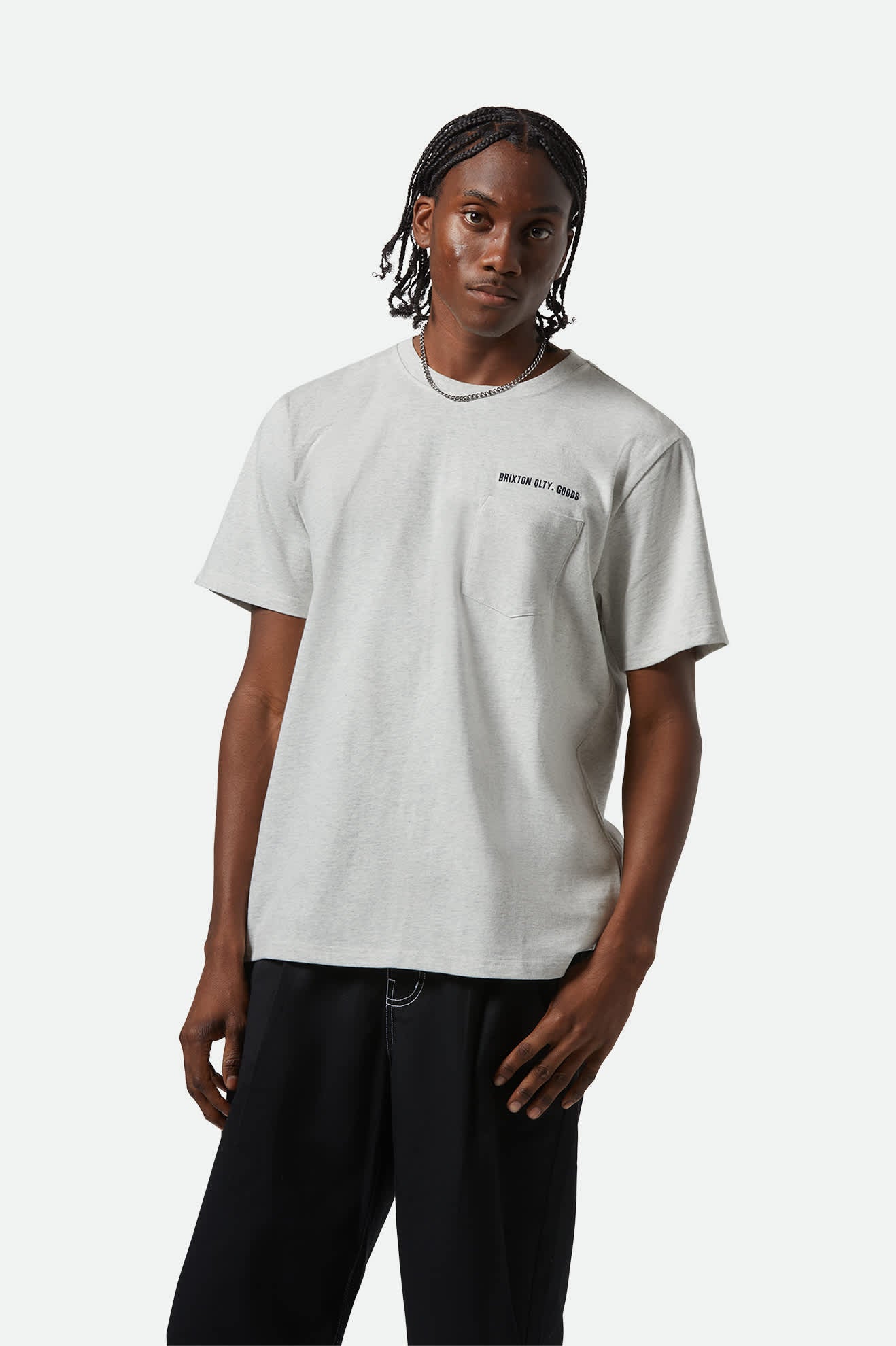 Premium Embroidered Heavyweight Pocket T-Shirt for Men - Soft Heather Grey Ash Cotton Tee - Perfect for Casual Wear, Street Style & Everyday Comfort
