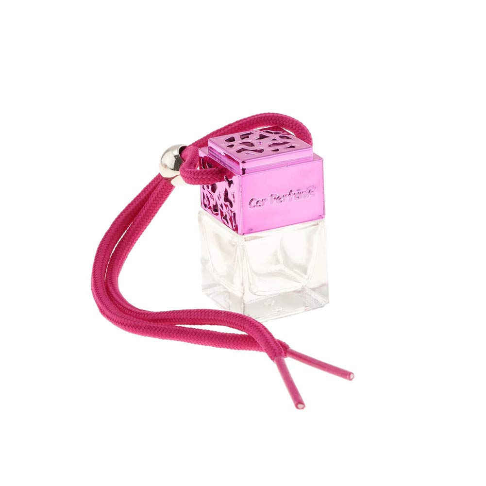 4 Pack Empty Square Essential Oil Diffusers for Cars - Hanging Air Freshener Bottles with Perfume, Rearview Mirror Decor & Car Accessories (Pink) - Perfect for Vehicle Aromatherapy, Office Desk & Home Fragrance