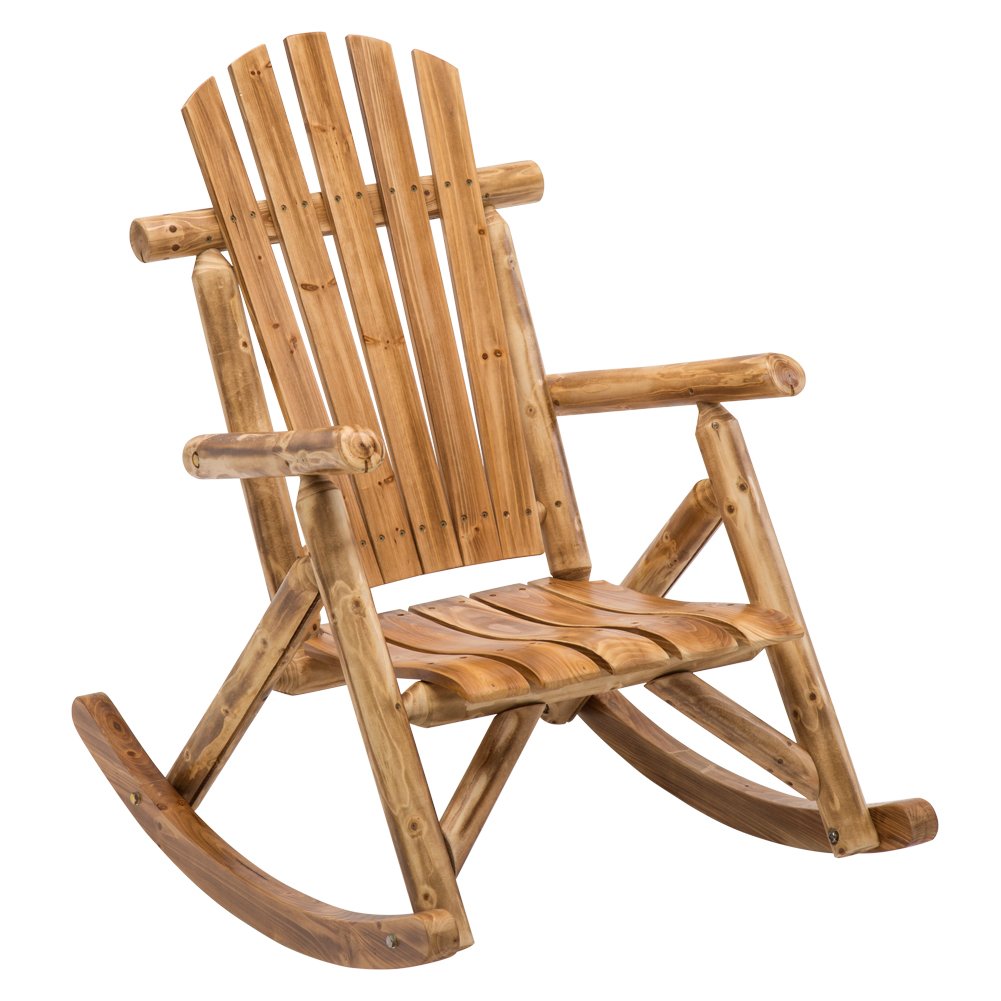 Vintage Wooden Outdoor Rocking Chair - Handcrafted Rustic Log Rocker for Porch, Patio & Garden - Perfect for Relaxing, Reading & Enjoying Nature