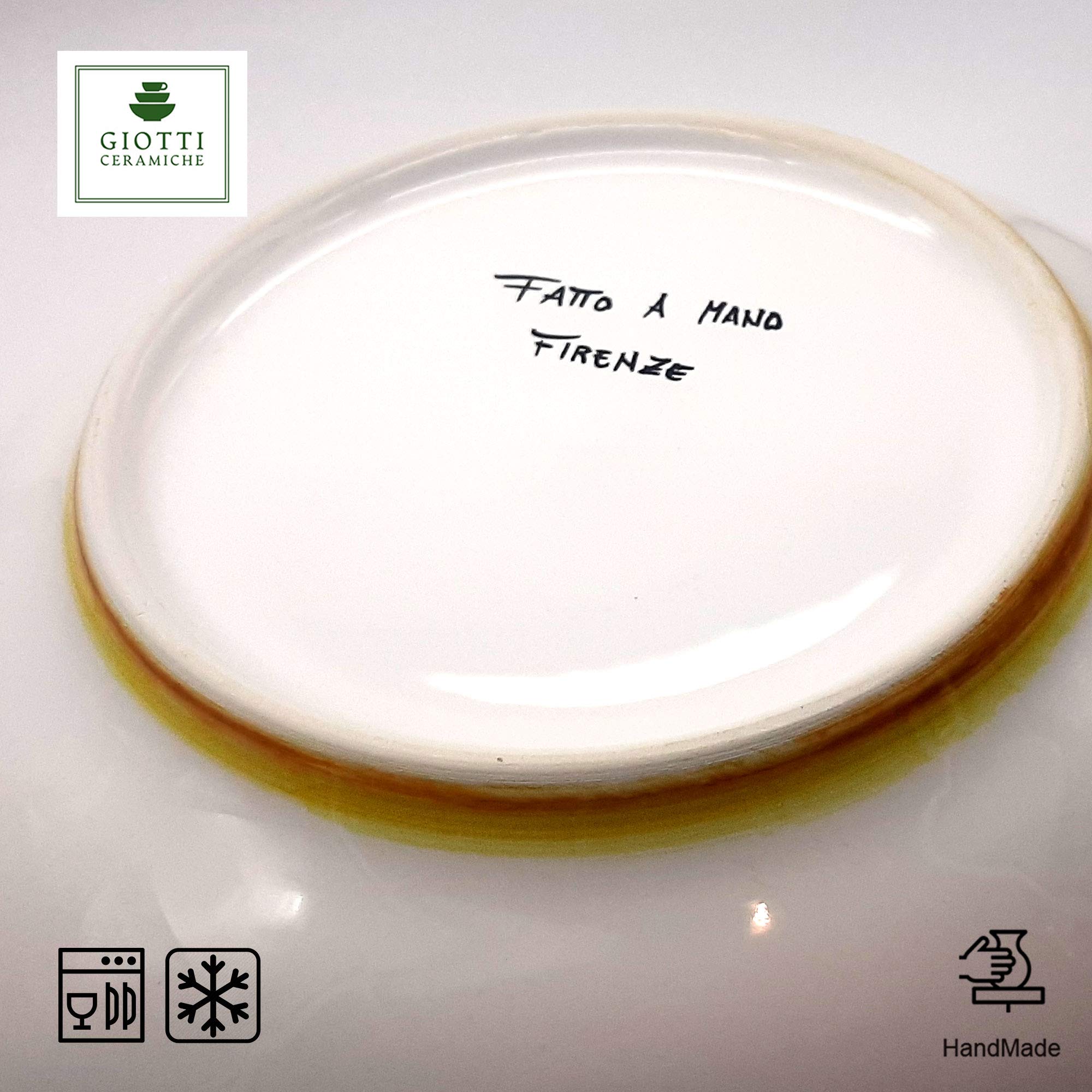 Italian Hand-Painted Ceramic Pasta Bowl - Large Tuscan Kitchenware for Salad, Soup & Serving - Yellow White Red Lemon Design - Authentic Made in Italy Dinner Plates - Perfect for Italian Restaurants, Home Dining & Gift Giving