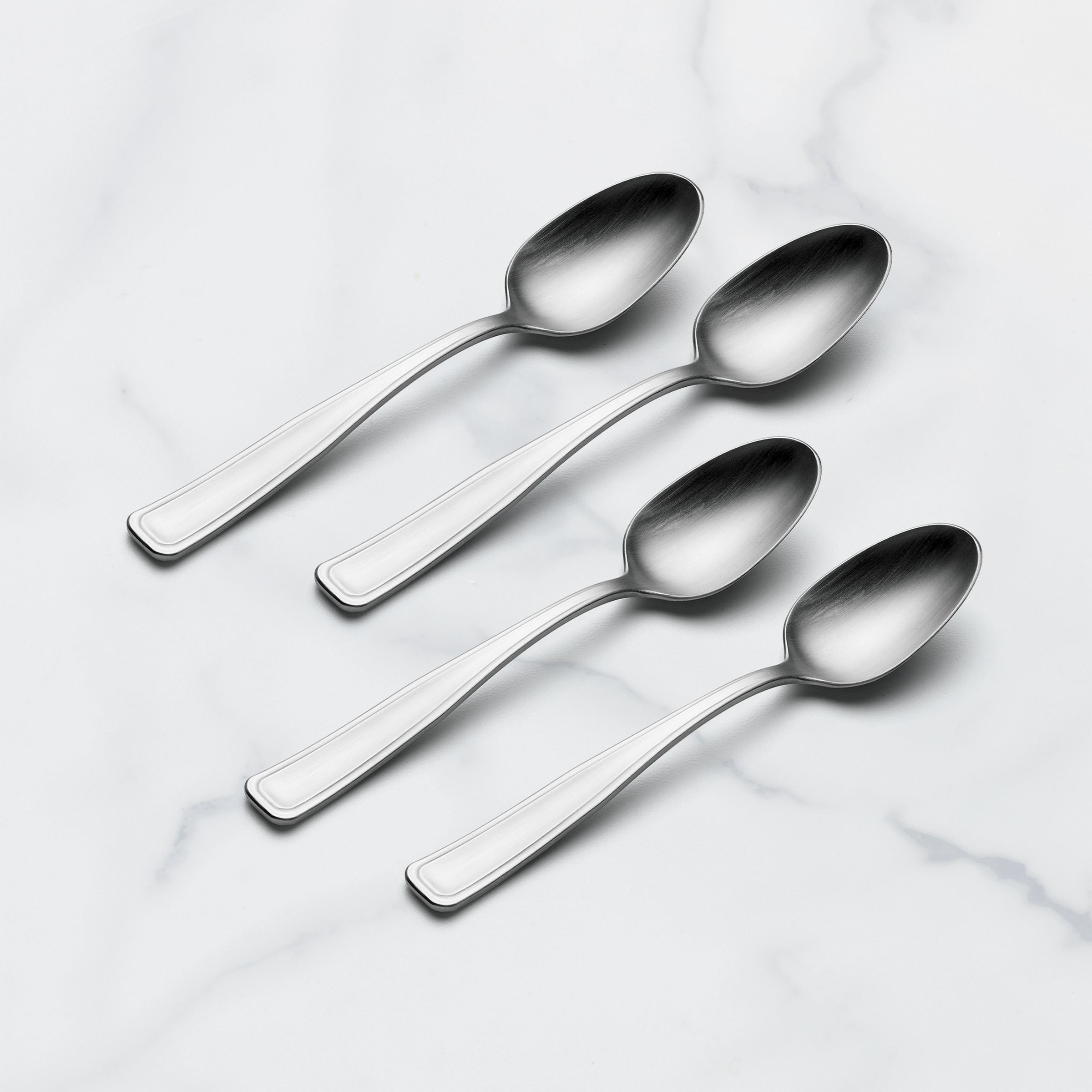 Reid Satin Teaspoon Set of 4 - Elegant Stainless Steel Tea Spoons for Coffee, Dessert, and Tea Party - Perfect for Home, Restaurant, and Gift Giving