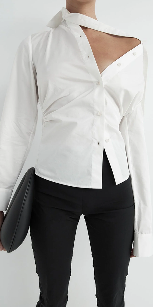 Deconstructed White Shirt for Men - Trendy Oversized Button Down Shirt for Casual Wear & Street Style Outfits