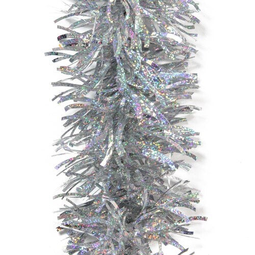 10' Holographic Silver Wave Tinsel Garland - Shiny Party Decor for Christmas Tree, Wedding, Birthday & Home Decoration